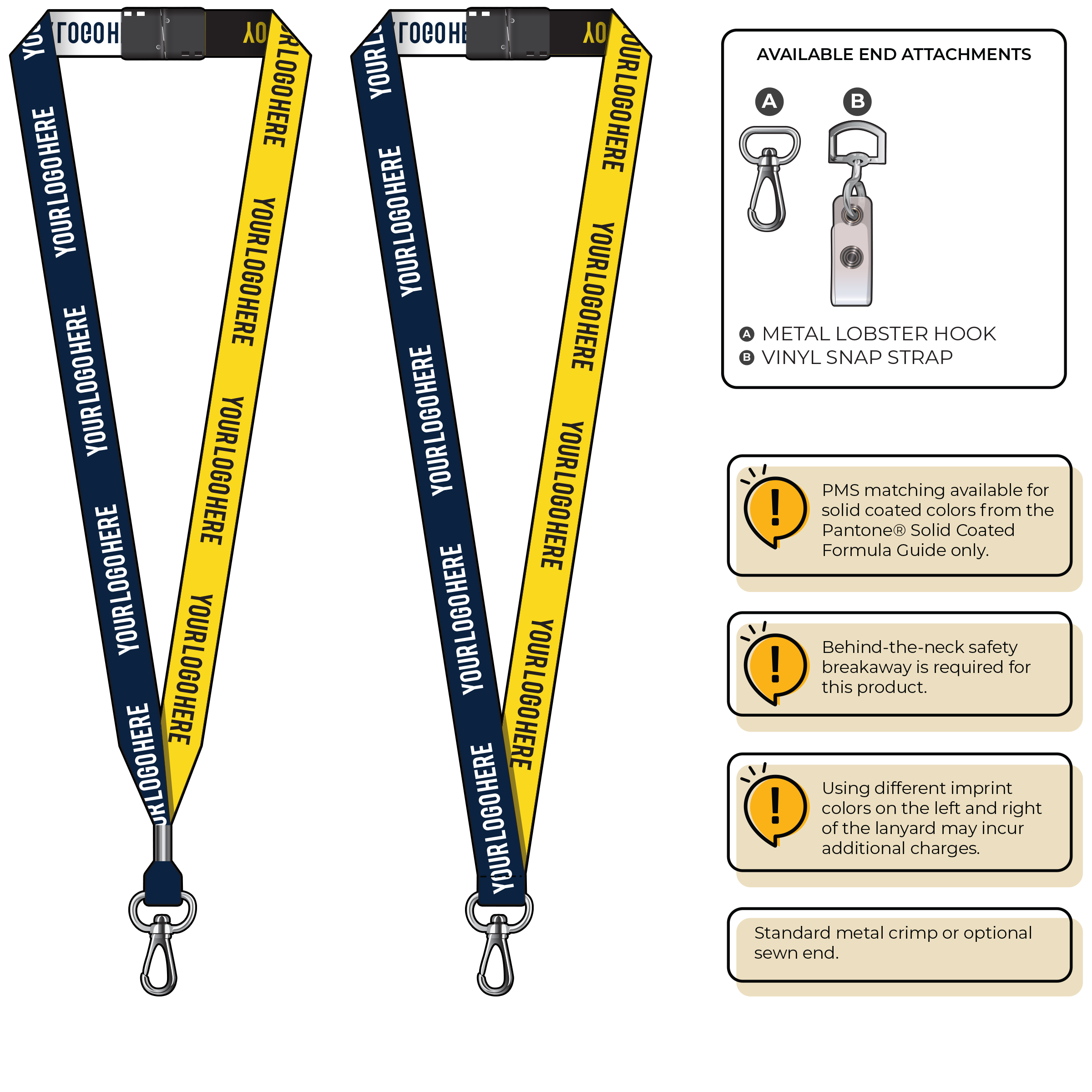 BH0045 | 3/4" Two Tone Woven Lanyards :: NON-STANDARD END ATTACHMENTS