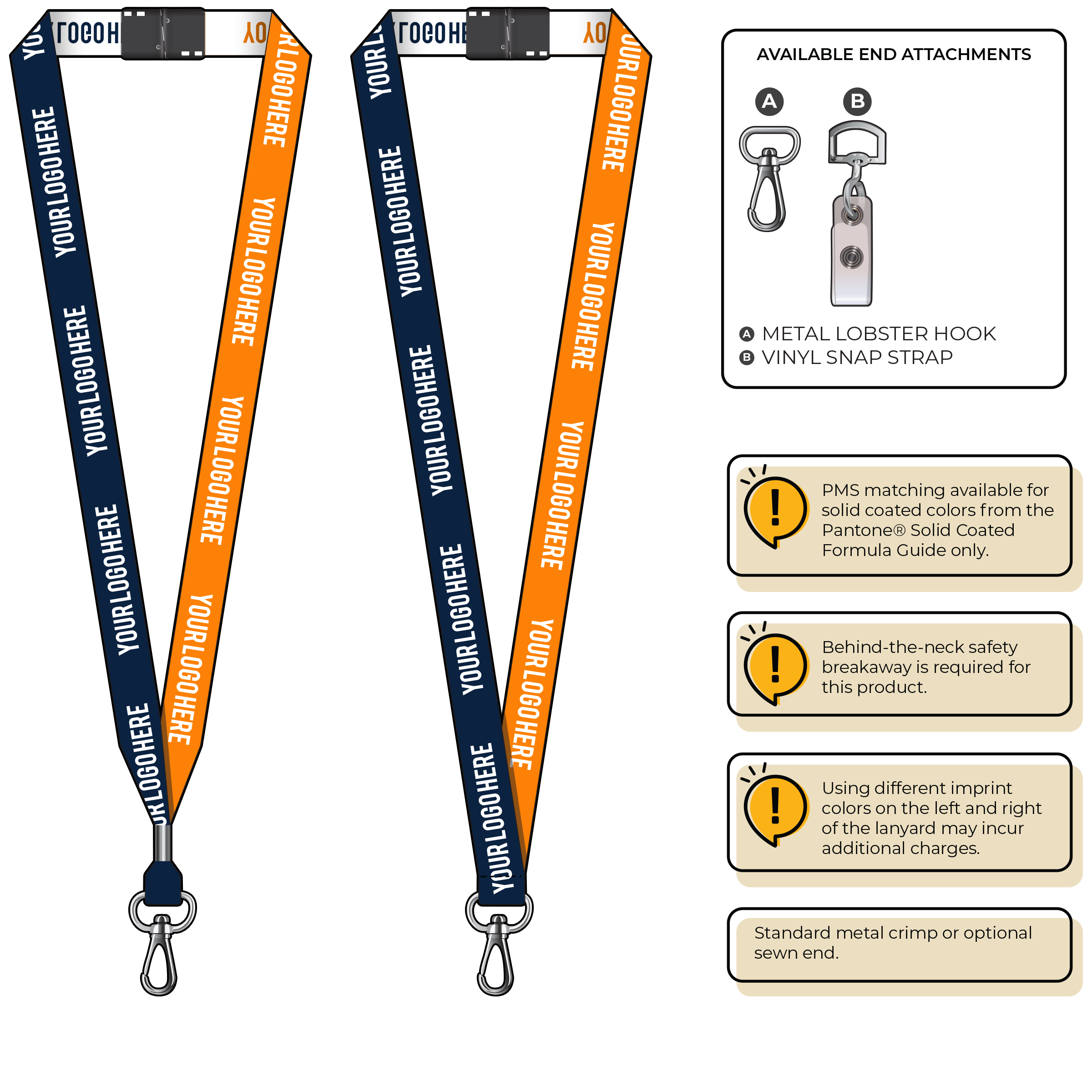 BH0045 | 3/4" Two Tone Woven Lanyards :: NON-STANDARD END ATTACHMENTS