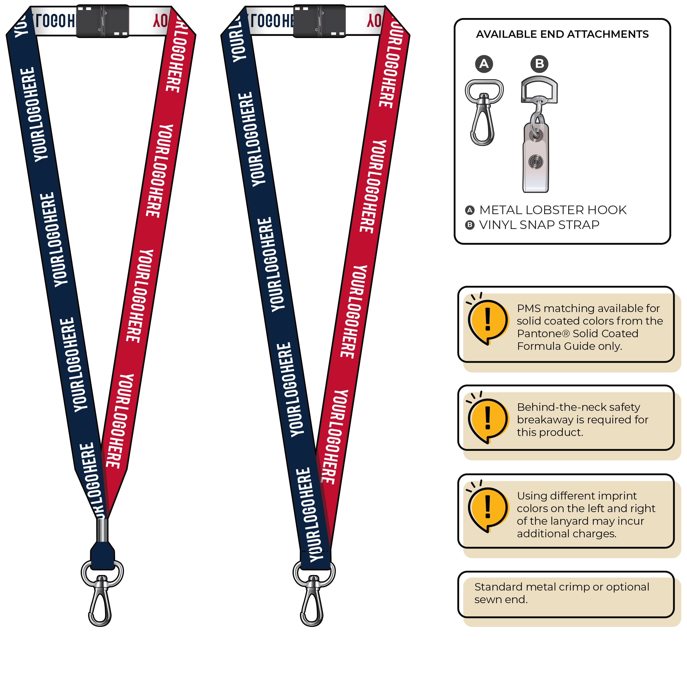 BH0045 | 3/4" Two Tone Woven Lanyards :: NON-STANDARD END ATTACHMENTS
