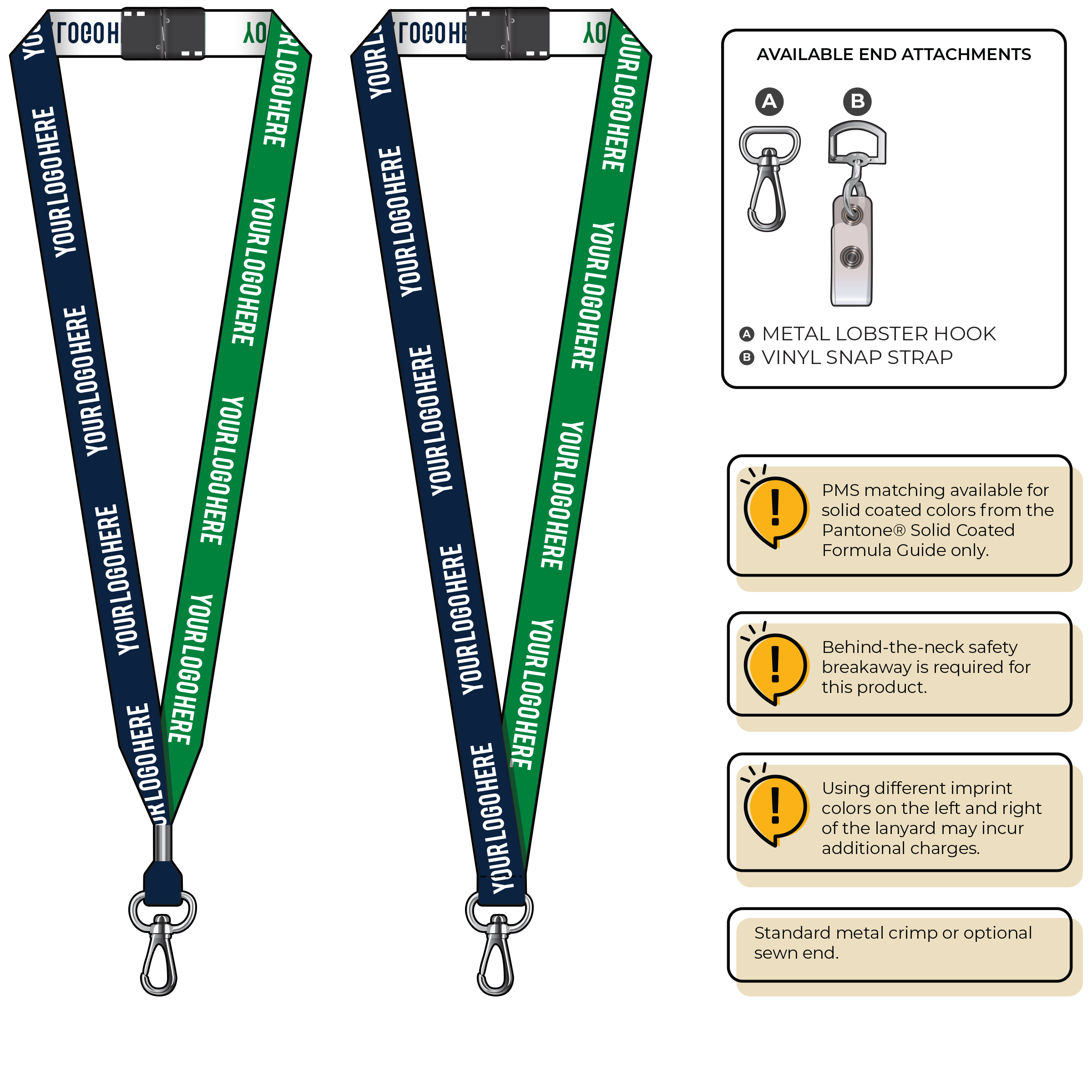 BH0045 | 3/4" Two Tone Woven Lanyards :: NON-STANDARD END ATTACHMENTS