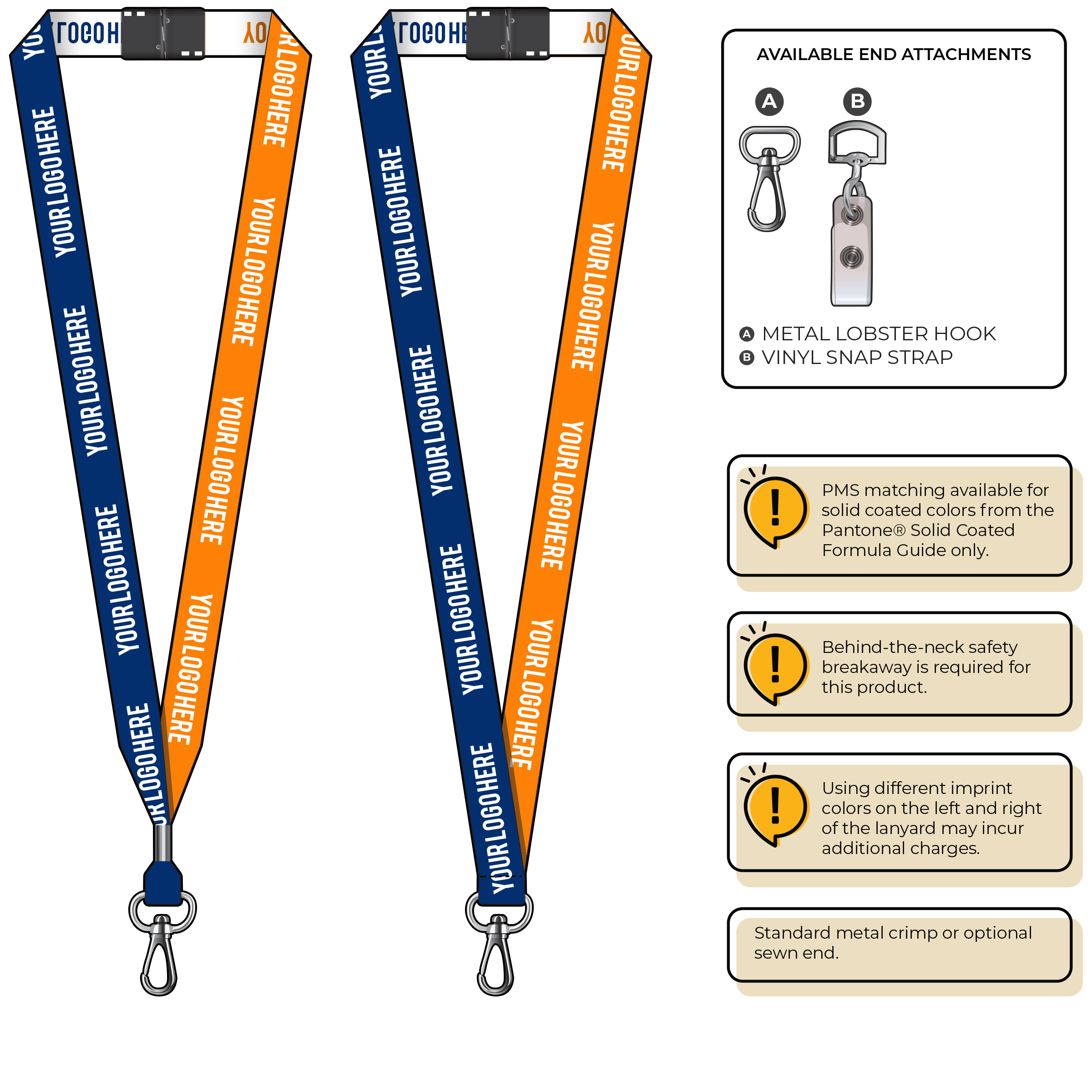 BH0045 | 3/4" Two Tone Woven Lanyards :: NON-STANDARD END ATTACHMENTS