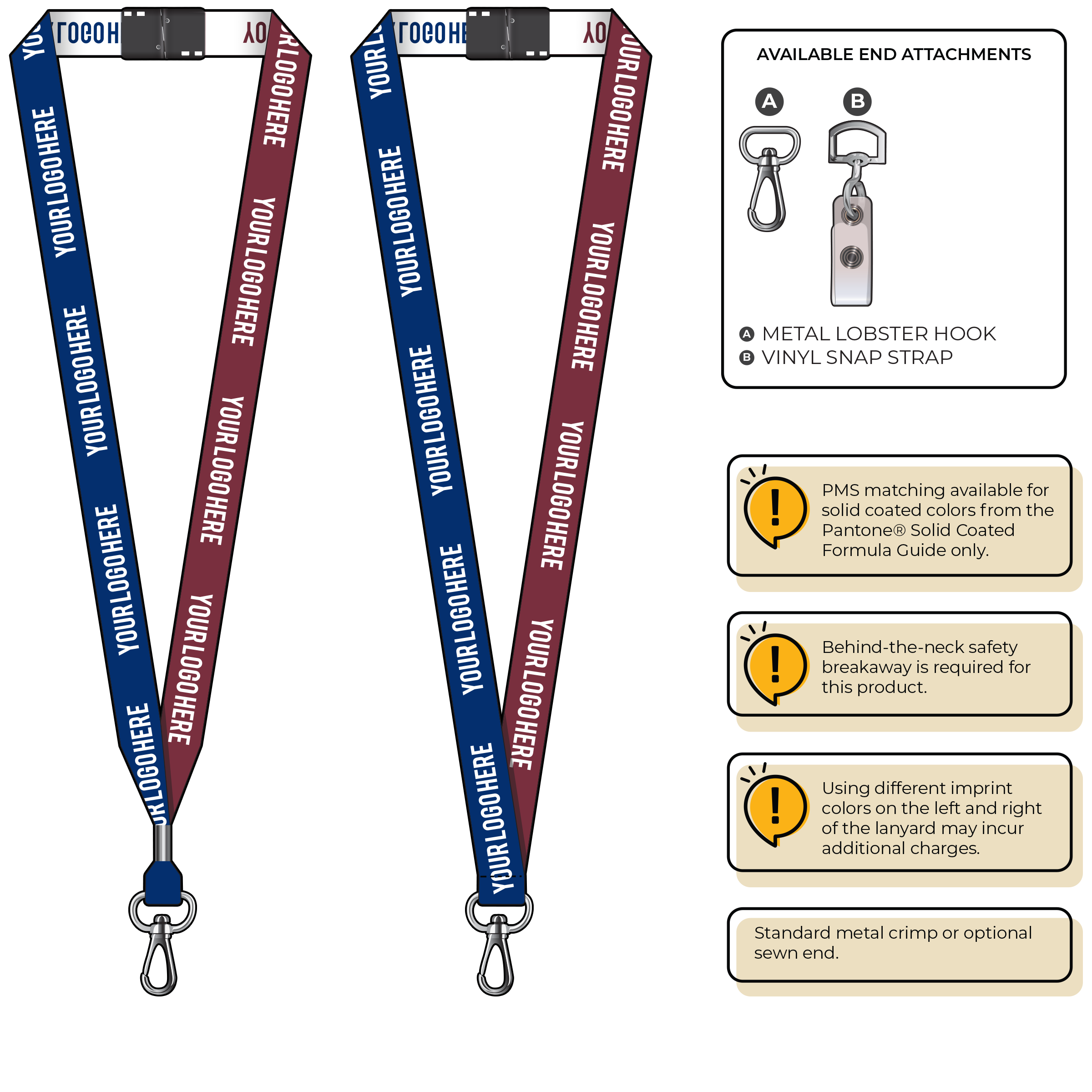 BH0045 | 3/4" Two Tone Woven Lanyards :: NON-STANDARD END ATTACHMENTS