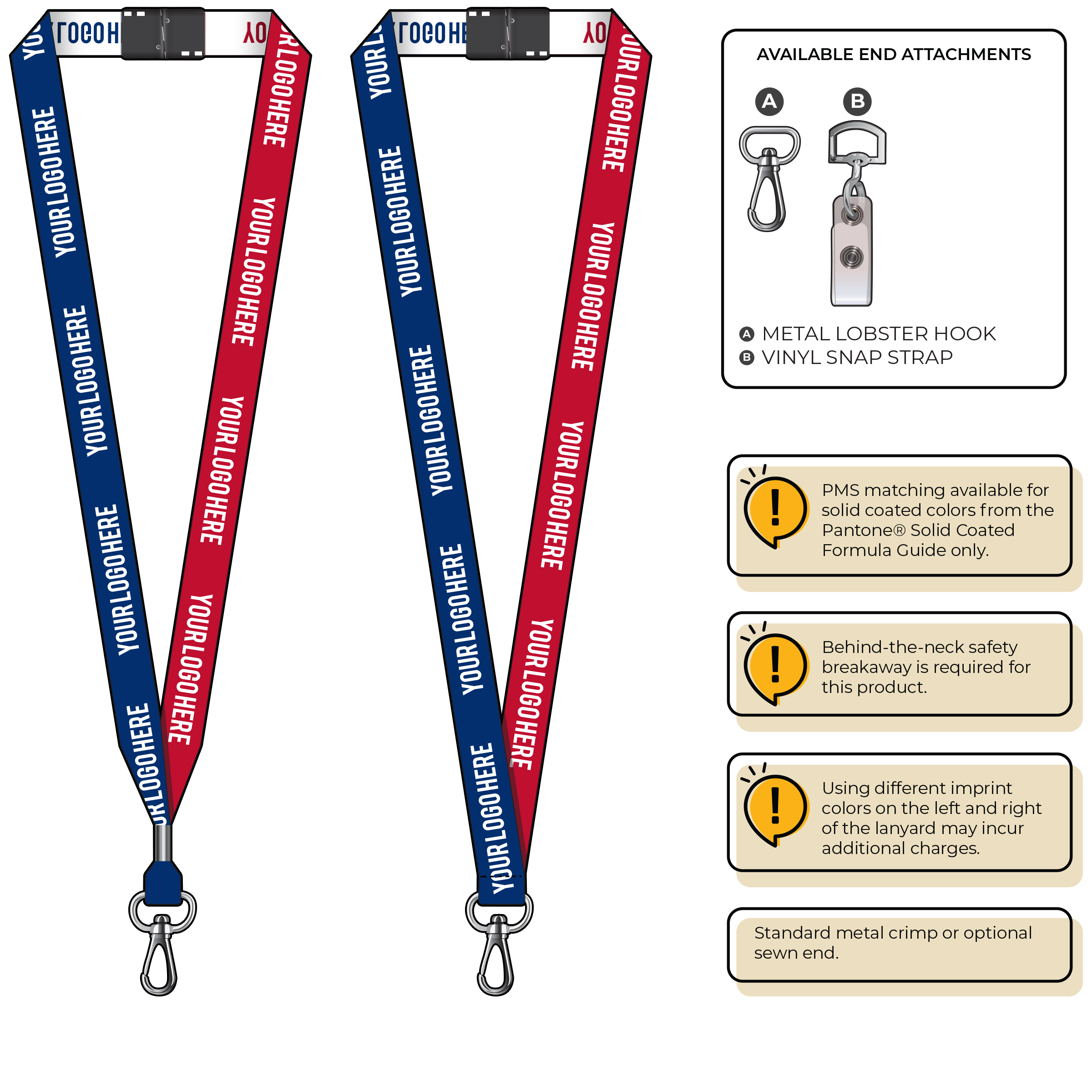 BH0045 | 3/4" Two Tone Woven Lanyards :: NON-STANDARD END ATTACHMENTS