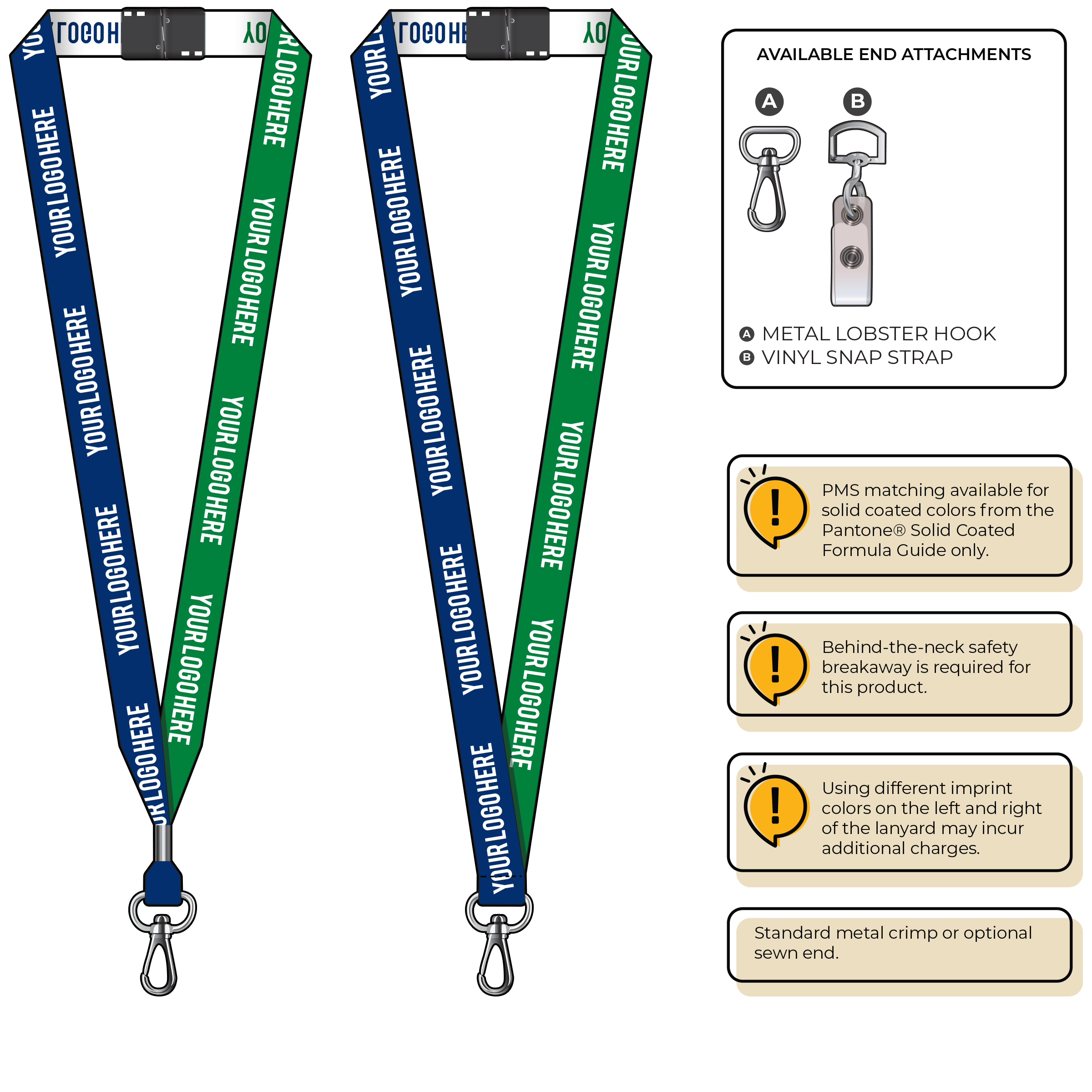 BH0045 | 3/4" Two Tone Woven Lanyards :: NON-STANDARD END ATTACHMENTS