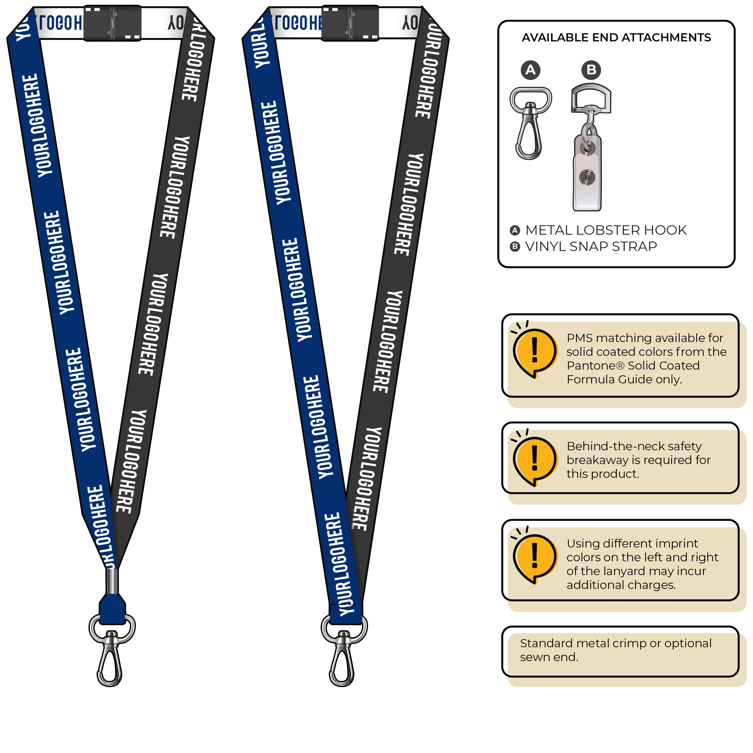 BH0045 | 3/4" Two Tone Woven Lanyards :: NON-STANDARD END ATTACHMENTS