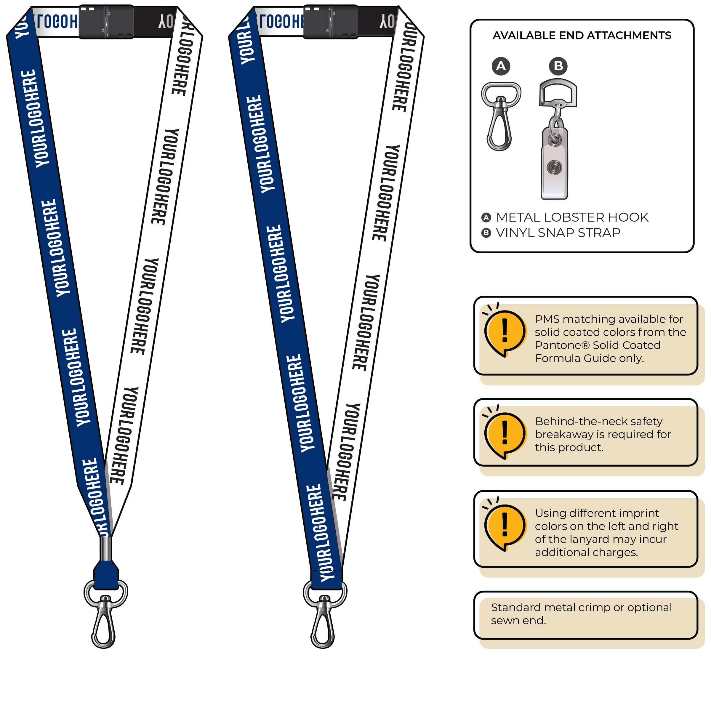 BH0045 | 3/4" Two Tone Woven Lanyards :: NON-STANDARD END ATTACHMENTS