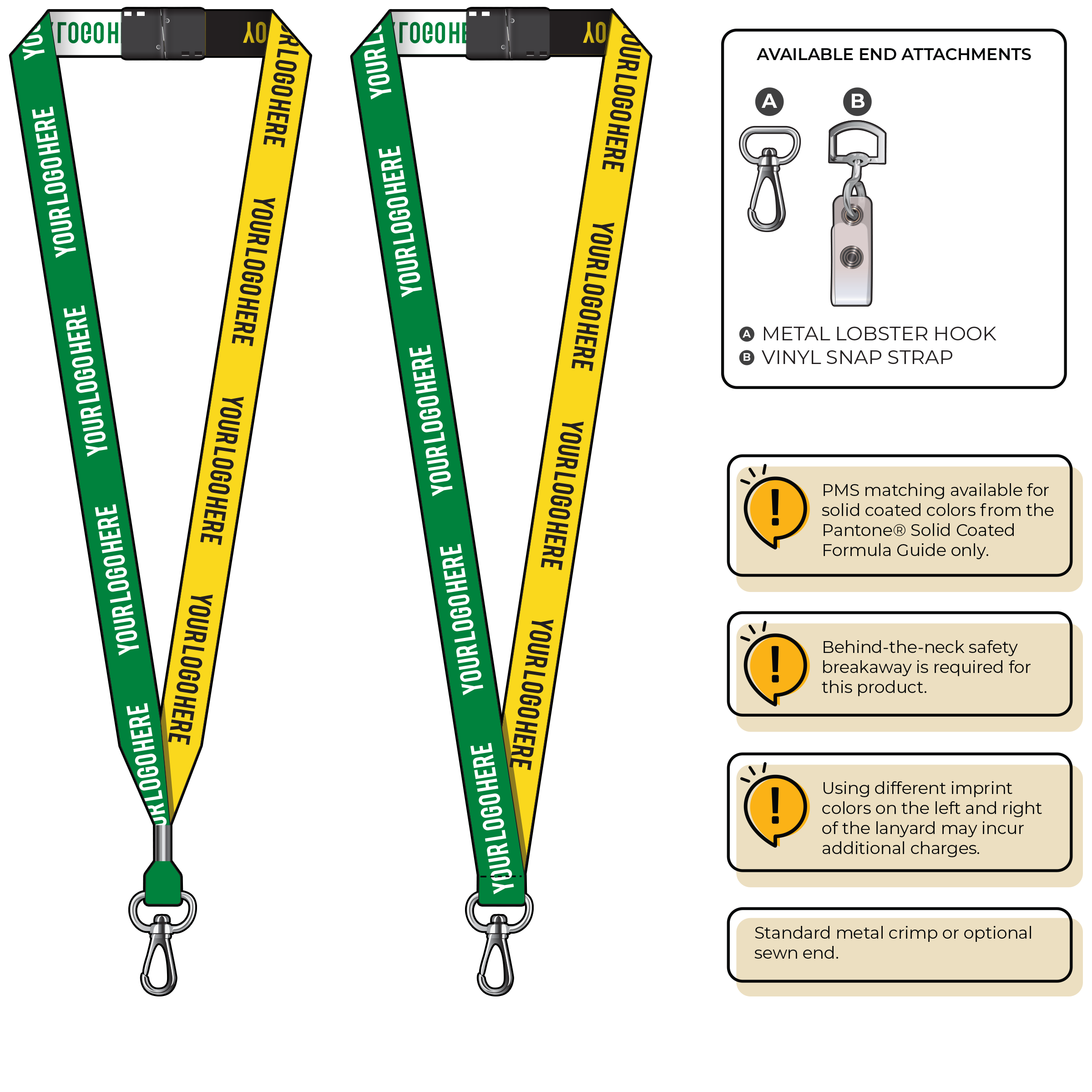 BH0045 | 3/4" Two Tone Woven Lanyards :: NON-STANDARD END ATTACHMENTS