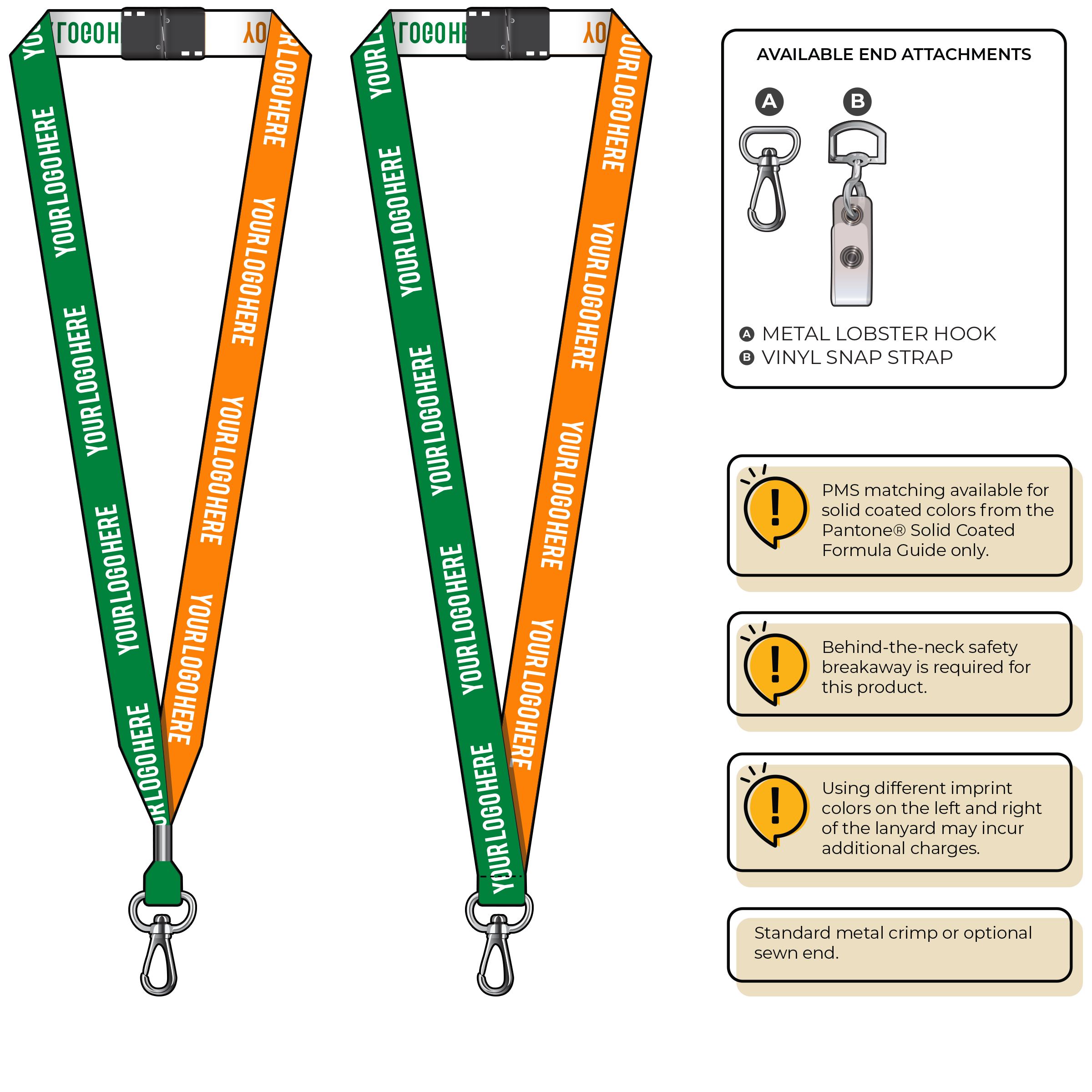 BH0045 | 3/4" Two Tone Woven Lanyards :: NON-STANDARD END ATTACHMENTS