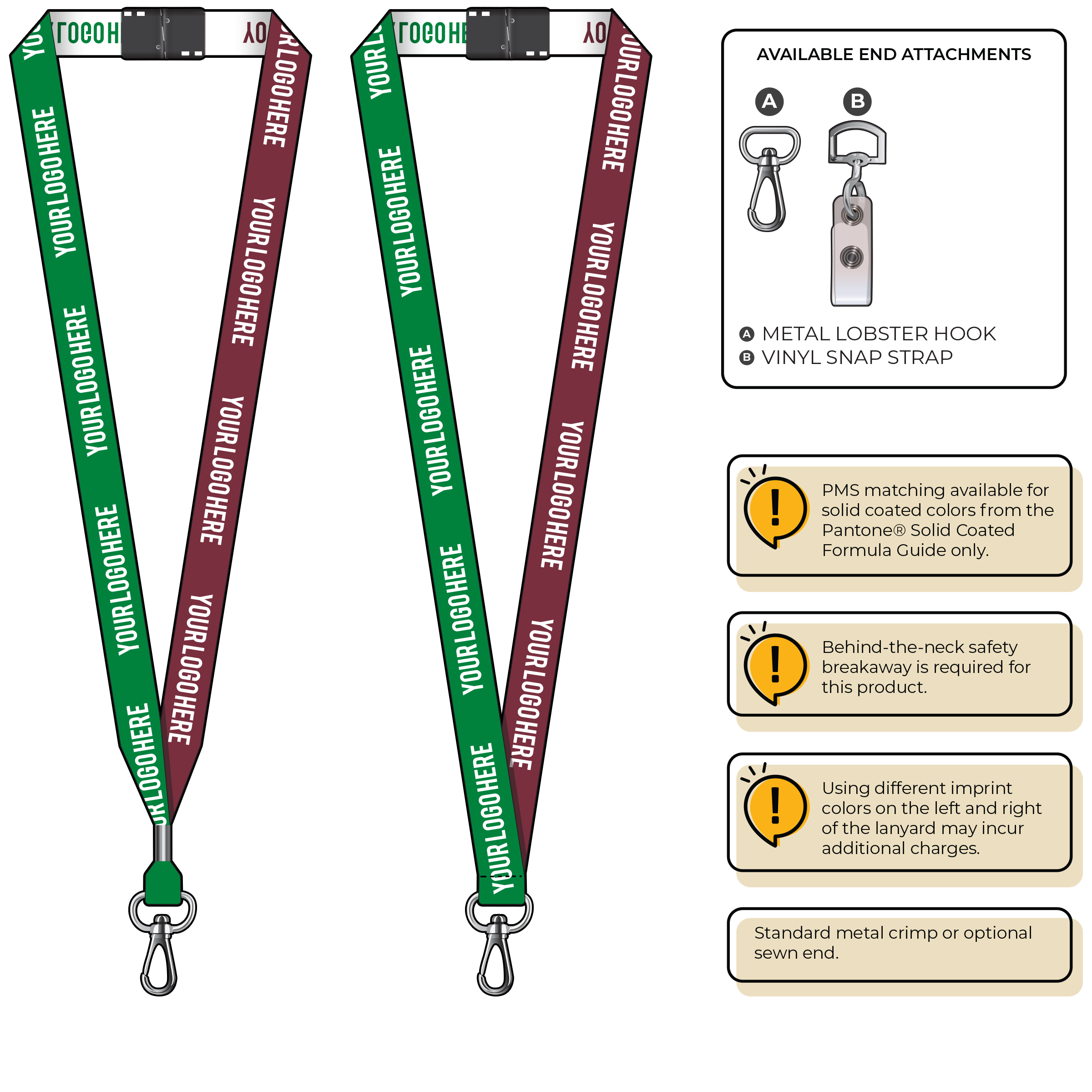 BH0045 | 3/4" Two Tone Woven Lanyards :: NON-STANDARD END ATTACHMENTS