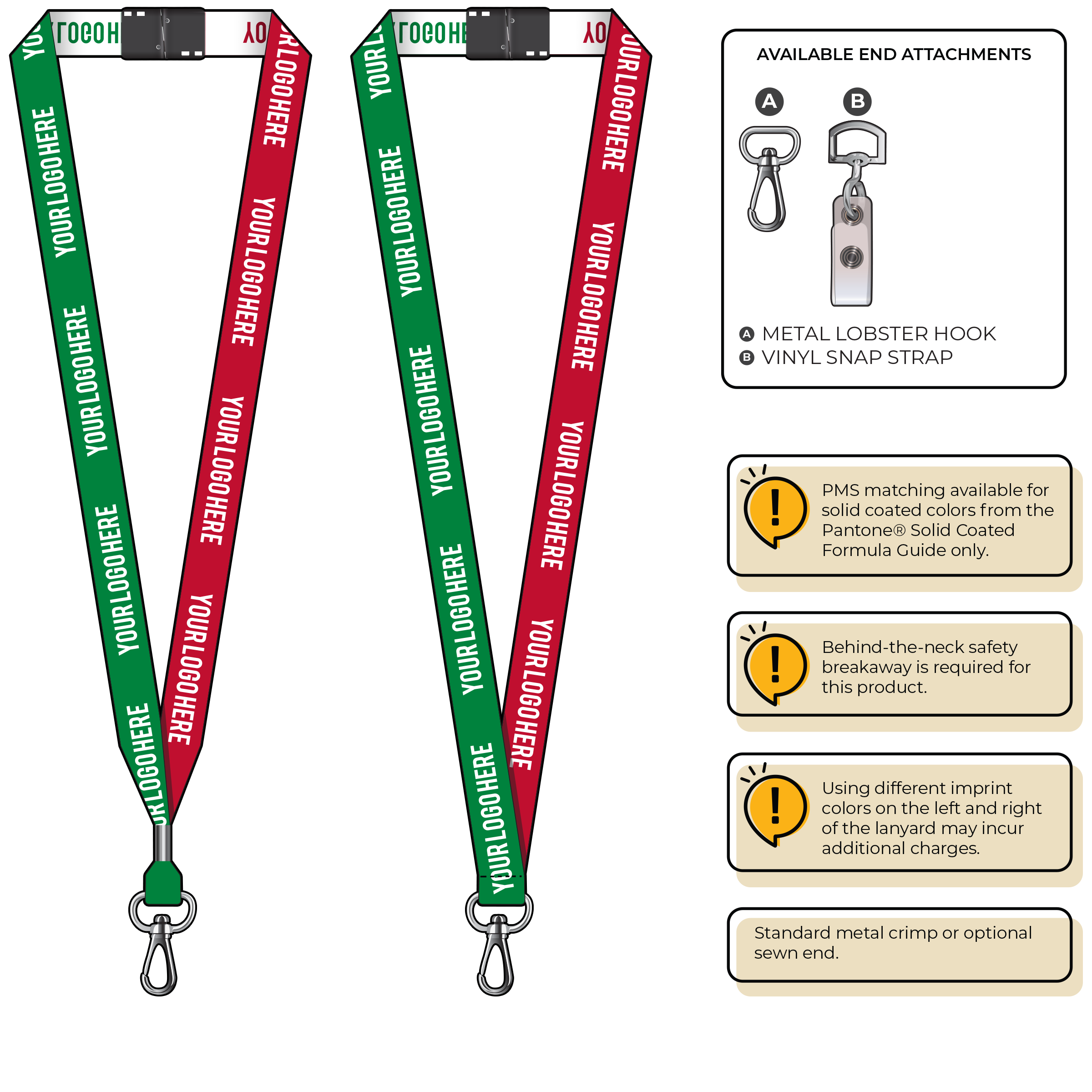 BH0045 | 3/4" Two Tone Woven Lanyards :: NON-STANDARD END ATTACHMENTS