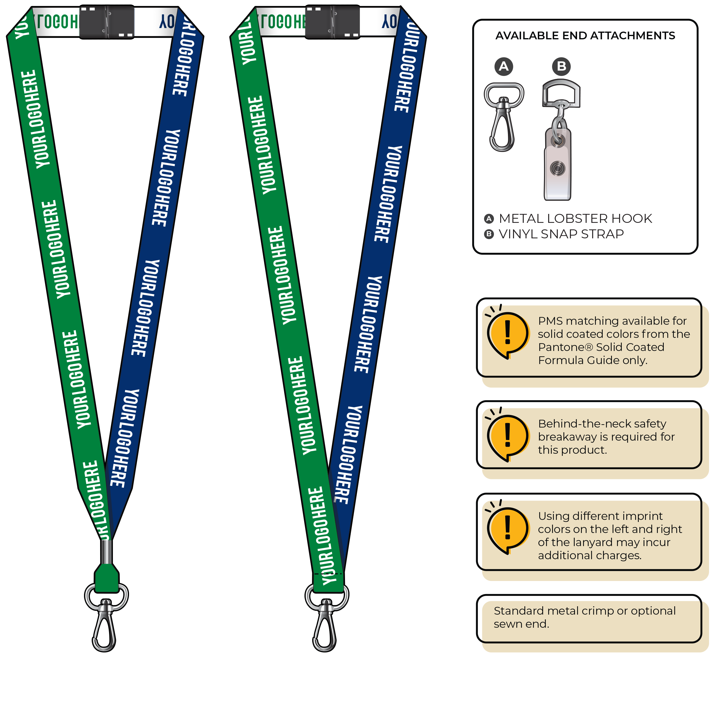 BH0045 | 3/4" Two Tone Woven Lanyards :: NON-STANDARD END ATTACHMENTS