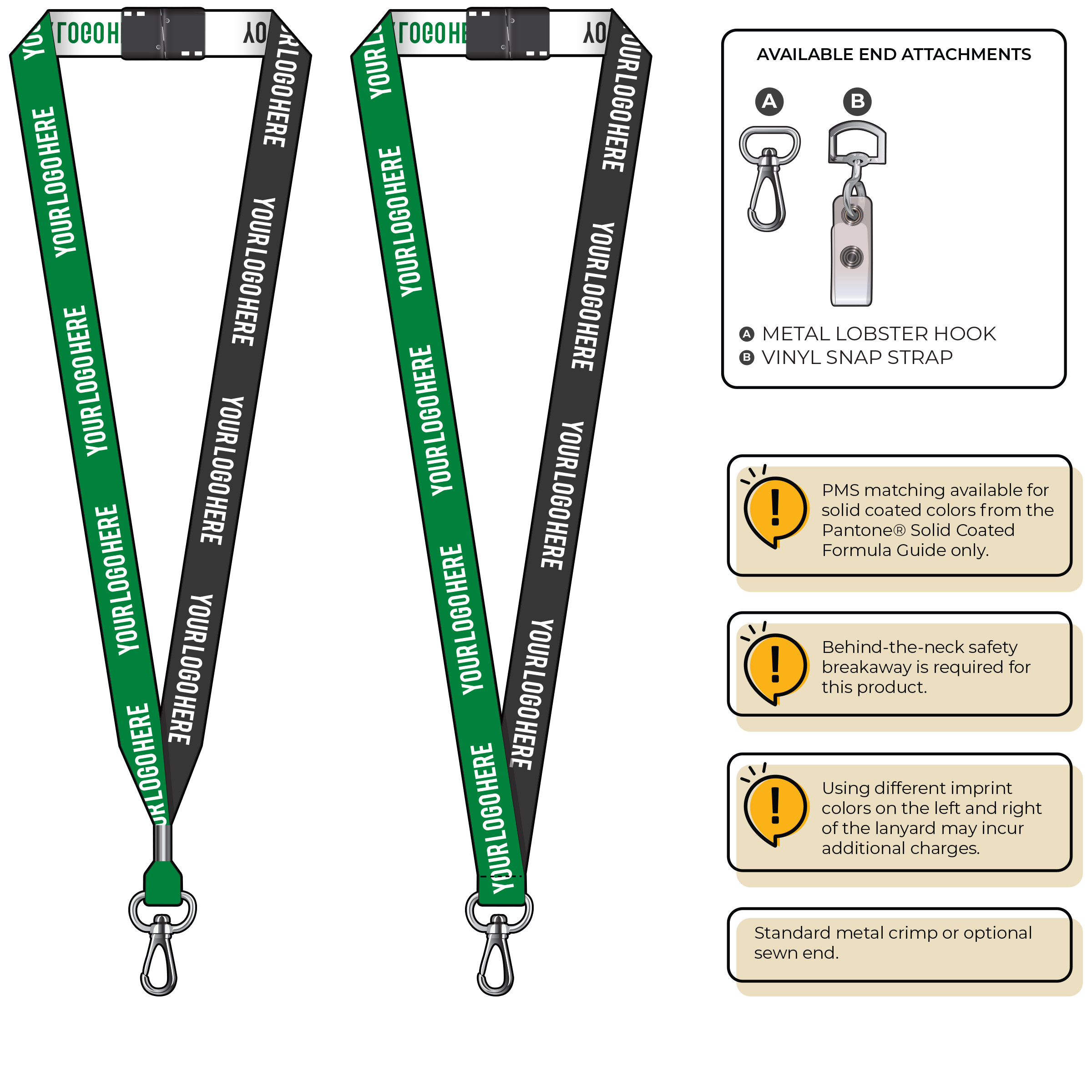 BH0045 | 3/4" Two Tone Woven Lanyards :: NON-STANDARD END ATTACHMENTS