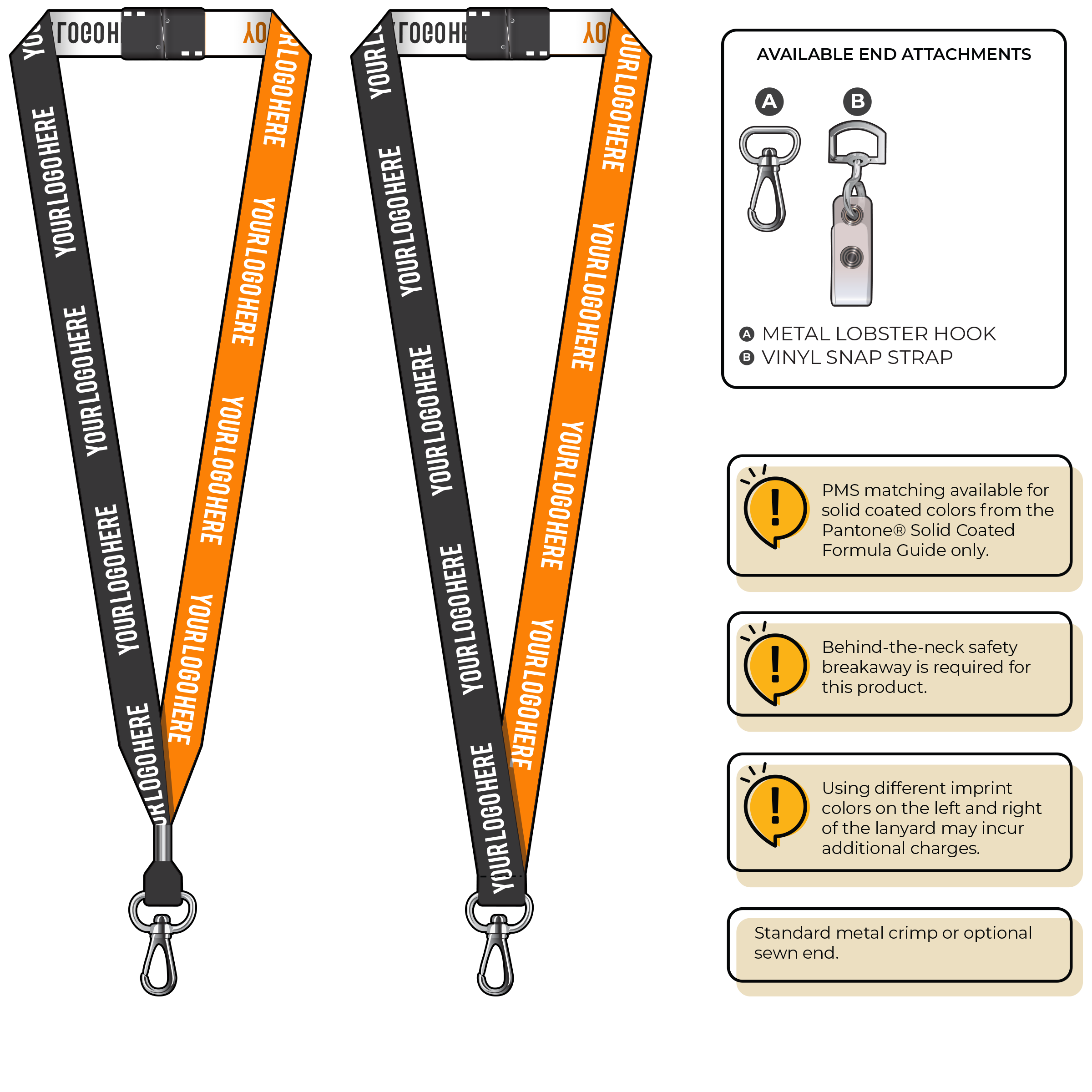 BH0045 | 3/4" Two Tone Woven Lanyards :: NON-STANDARD END ATTACHMENTS