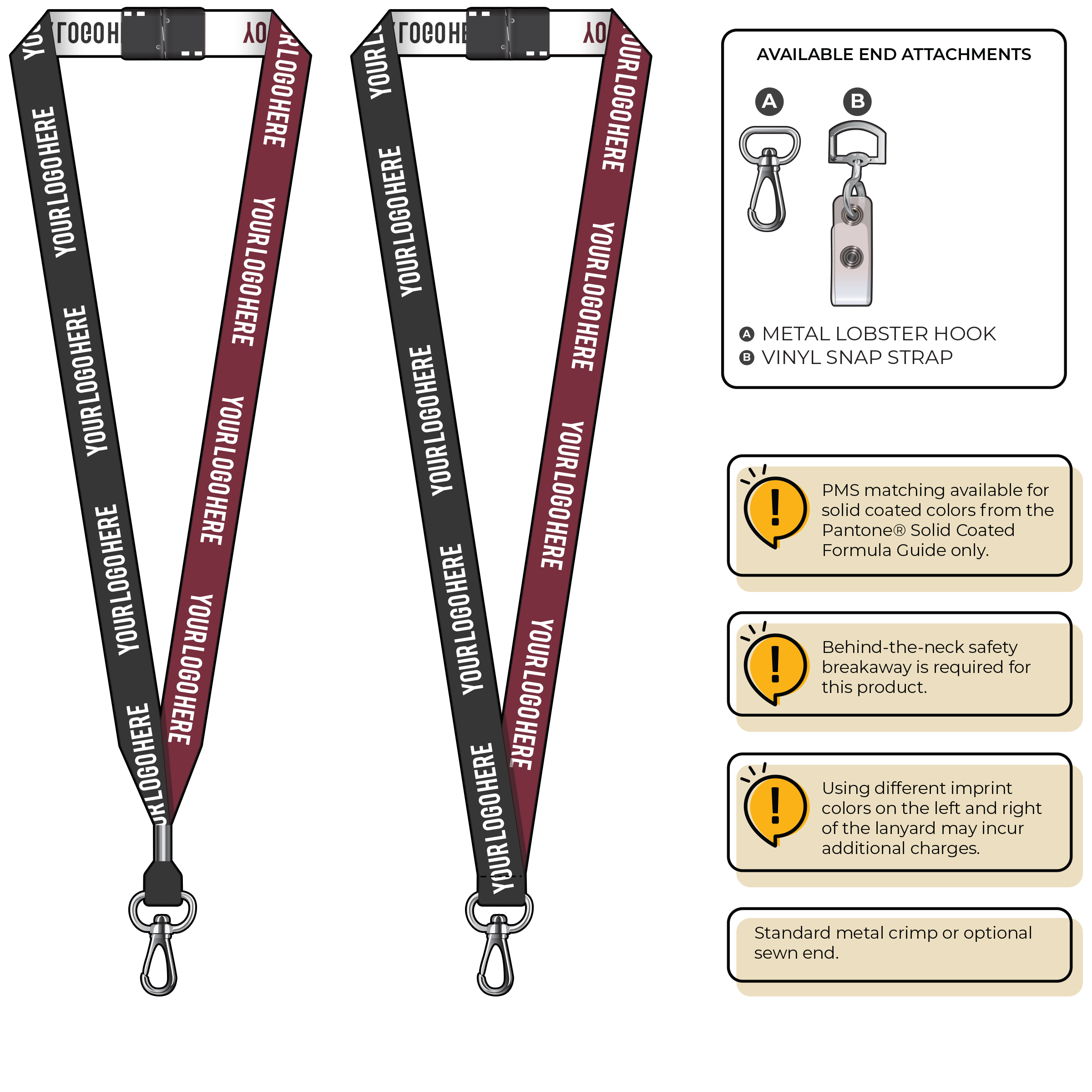 BH0045 | 3/4" Two Tone Woven Lanyards :: NON-STANDARD END ATTACHMENTS