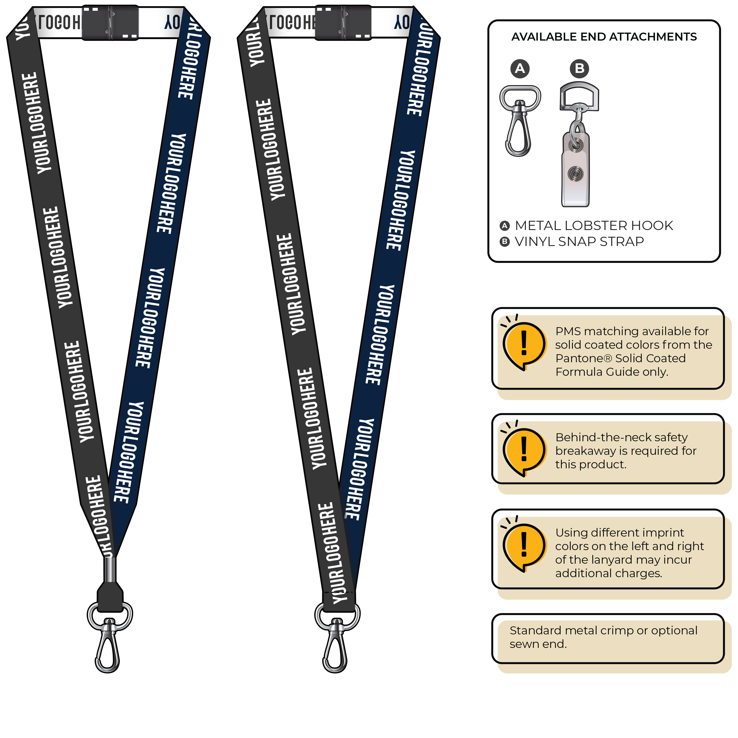 BH0045 | 3/4" Two Tone Woven Lanyards :: NON-STANDARD END ATTACHMENTS