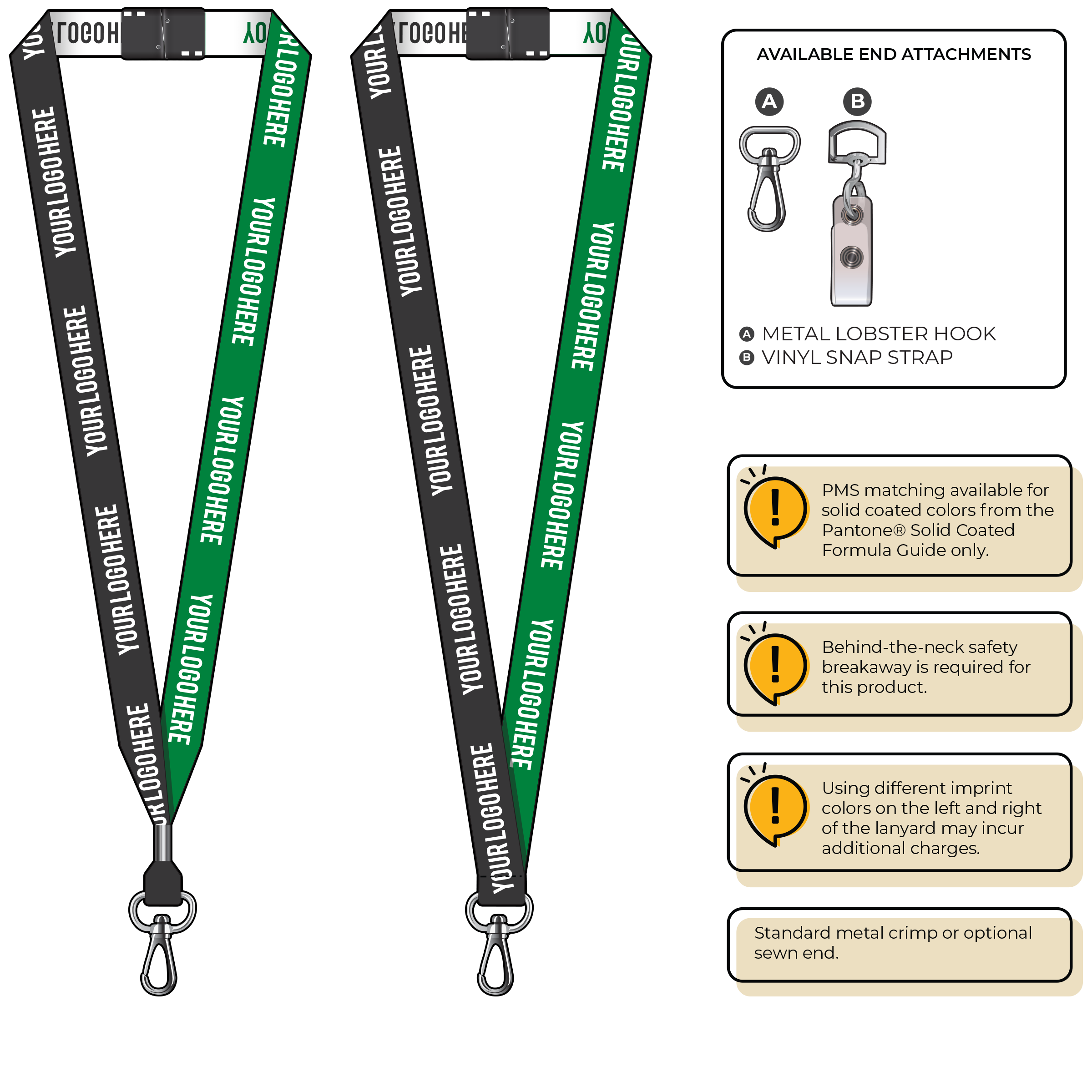 BH0045 | 3/4" Two Tone Woven Lanyards :: NON-STANDARD END ATTACHMENTS