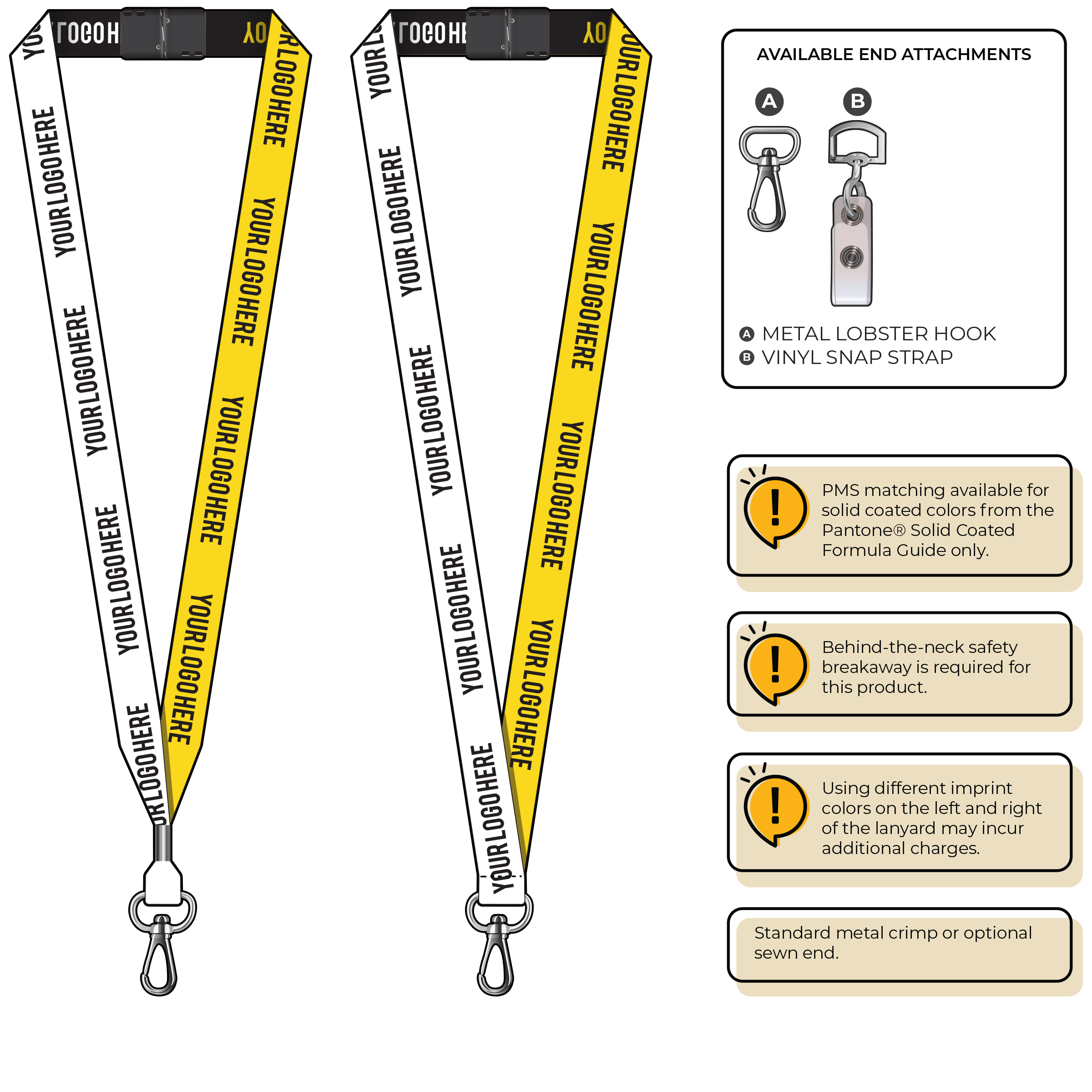 BH0045 | 3/4" Two Tone Woven Lanyards :: NON-STANDARD END ATTACHMENTS