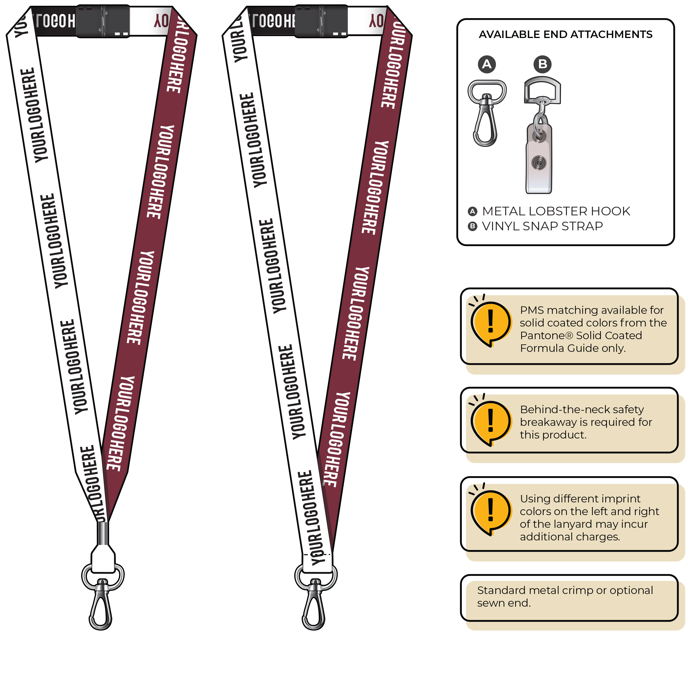 BH0045 | 3/4" Two Tone Woven Lanyards :: NON-STANDARD END ATTACHMENTS