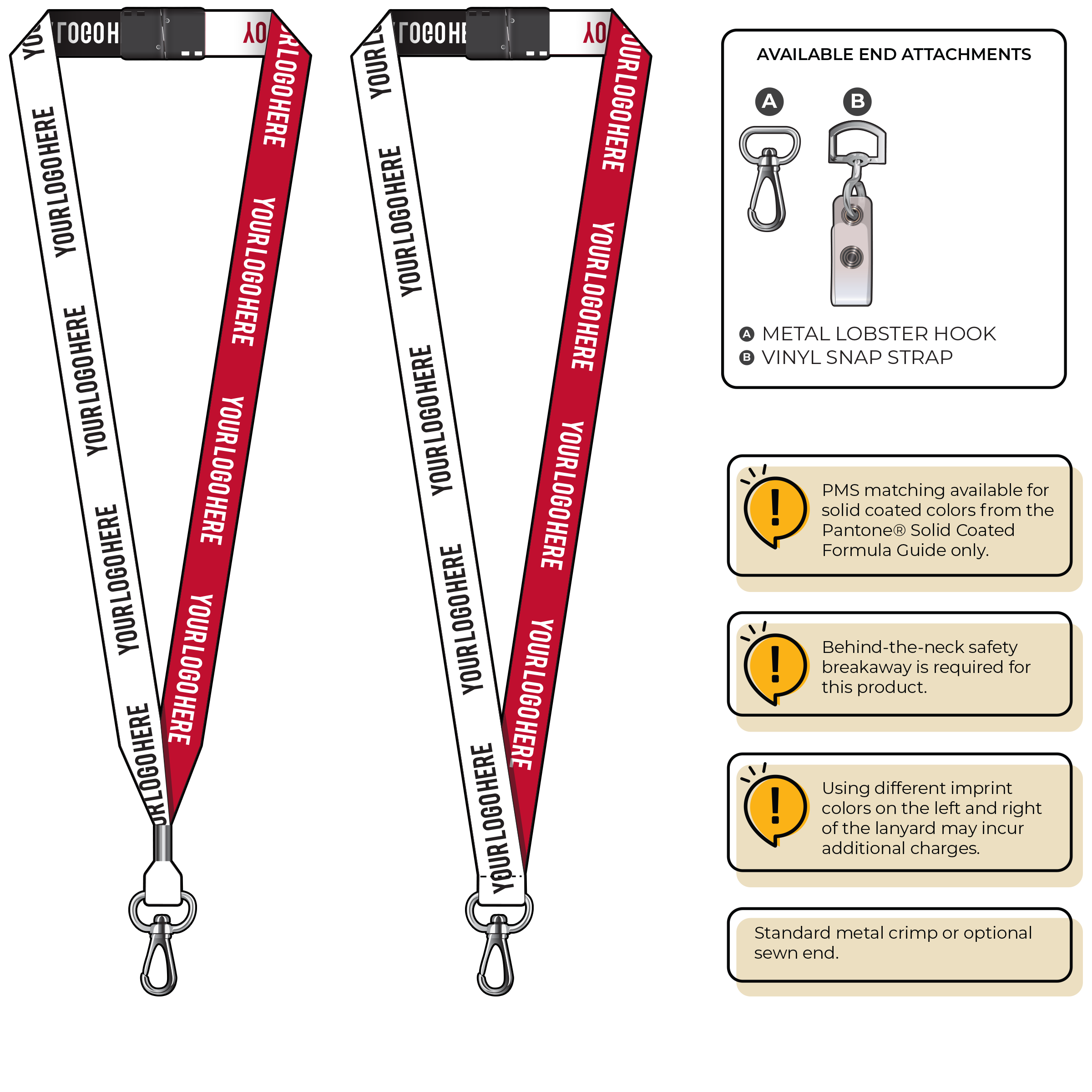 BH0045 | 3/4" Two Tone Woven Lanyards :: NON-STANDARD END ATTACHMENTS