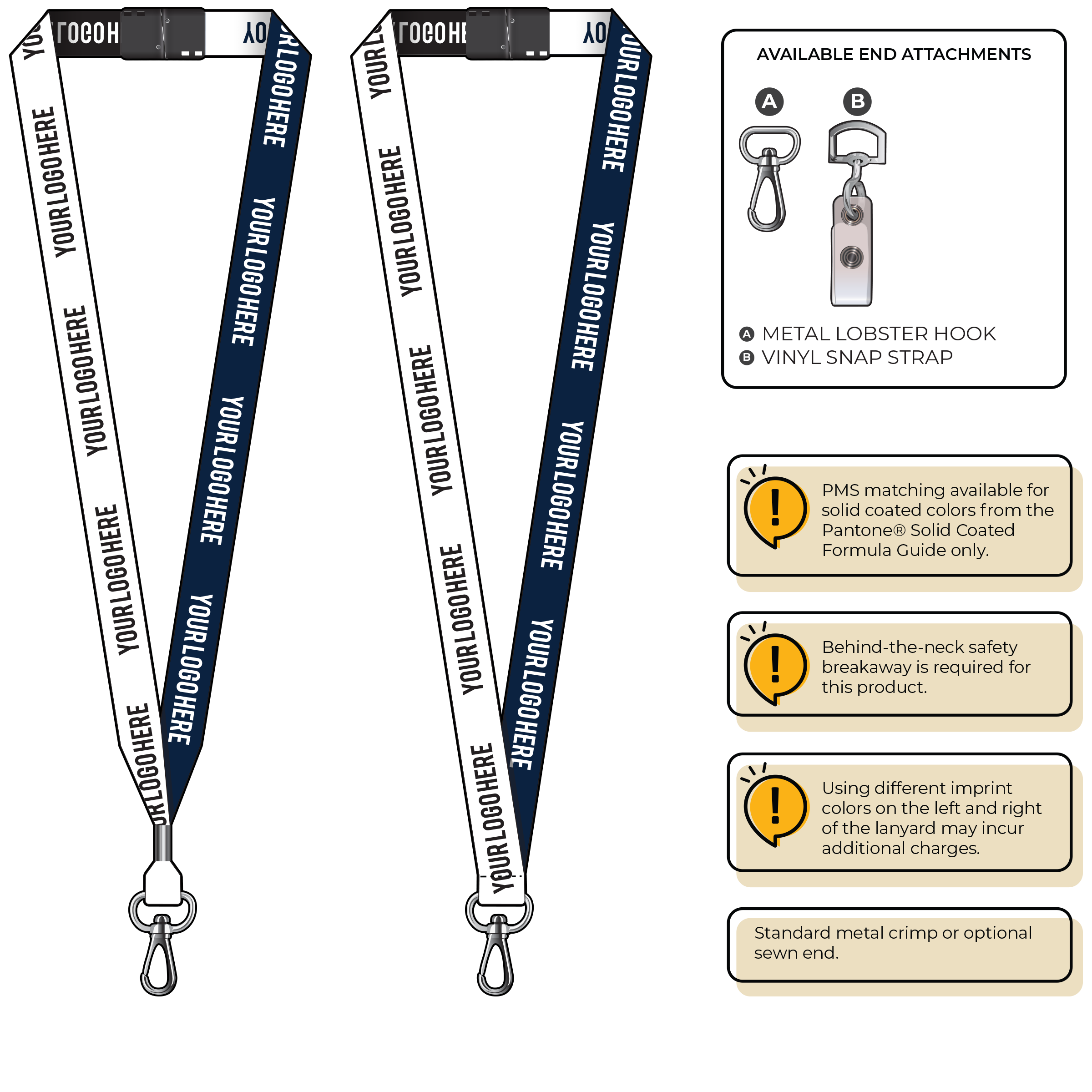 BH0045 | 3/4" Two Tone Woven Lanyards :: NON-STANDARD END ATTACHMENTS