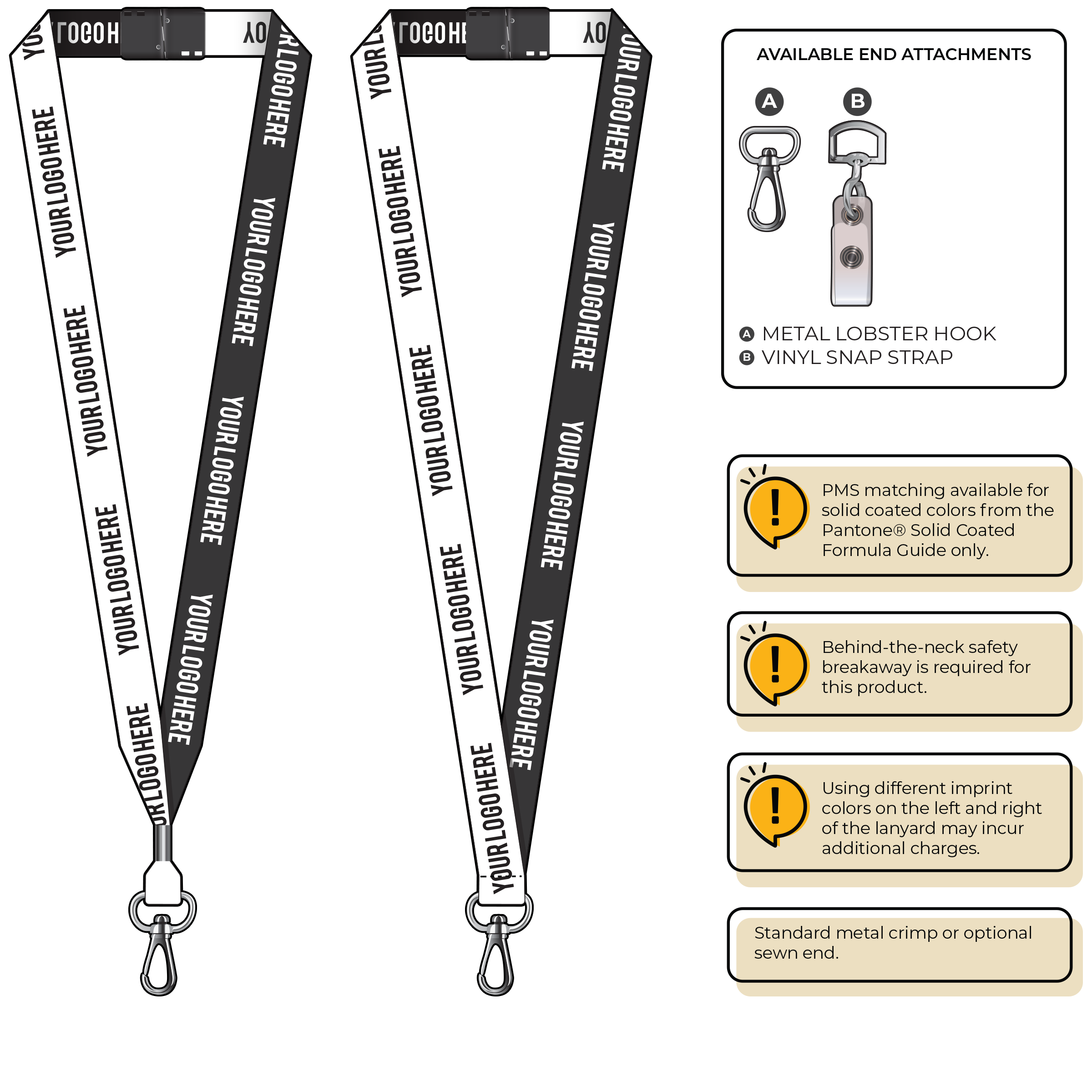 BH0045 | 3/4" Two Tone Woven Lanyards :: NON-STANDARD END ATTACHMENTS