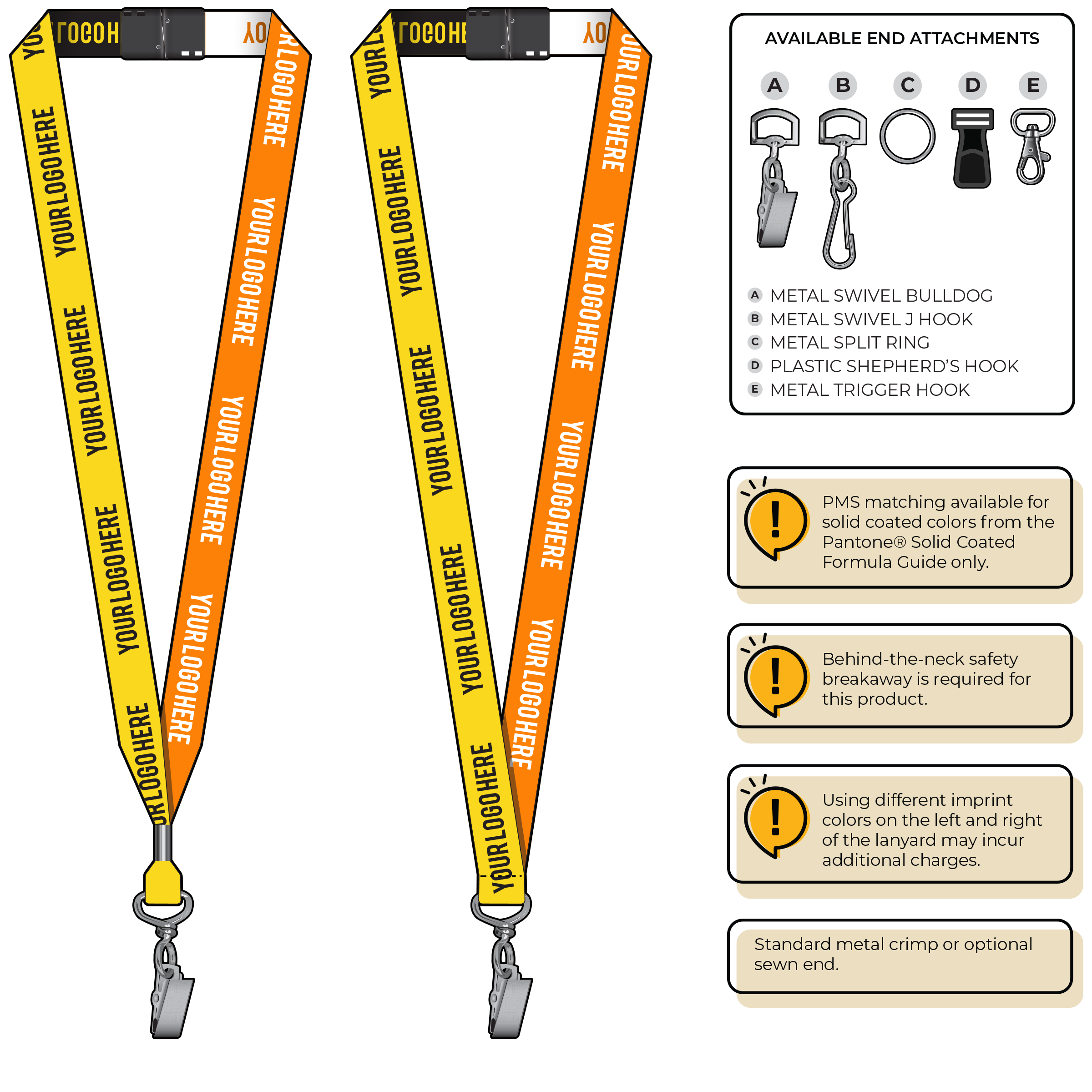 BH0045 | 3/4" Two Tone Woven Lanyards :: STANDARD END ATTACHMENTS