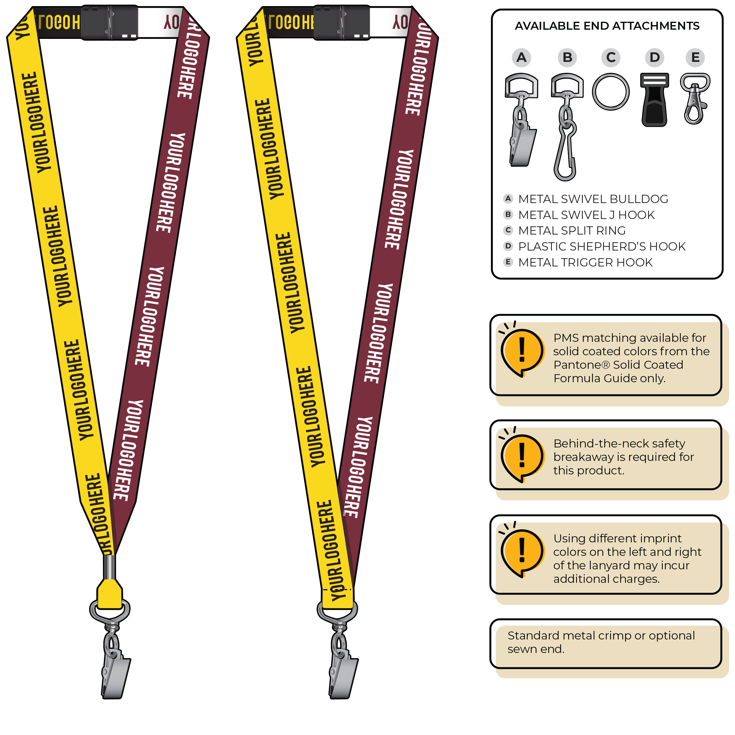 BH0045 | 3/4" Two Tone Woven Lanyards :: STANDARD END ATTACHMENTS