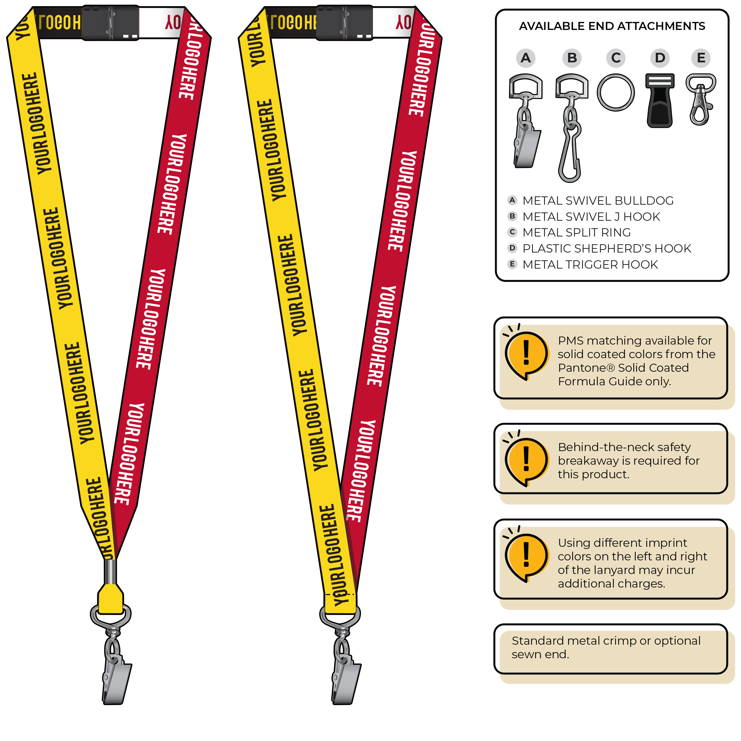 BH0045 | 3/4" Two Tone Woven Lanyards :: STANDARD END ATTACHMENTS