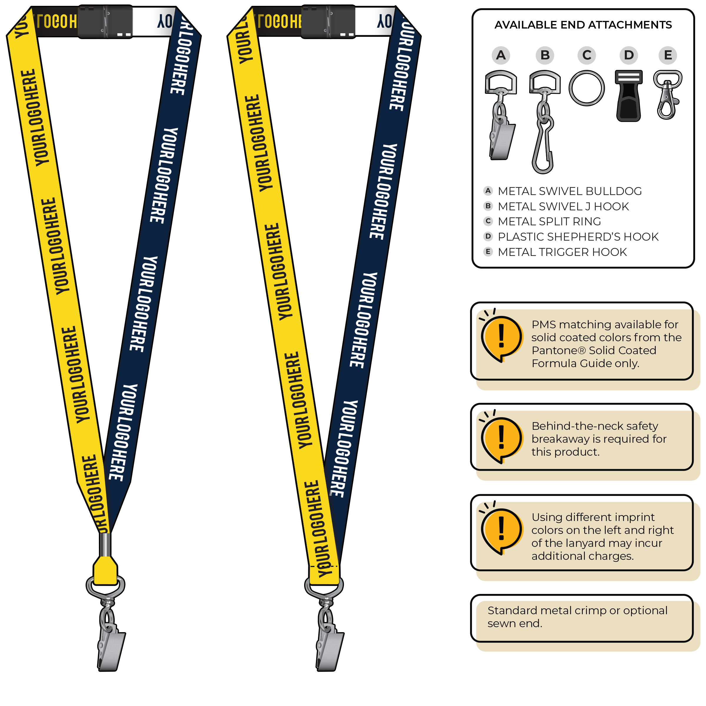 BH0045 | 3/4" Two Tone Woven Lanyards :: STANDARD END ATTACHMENTS
