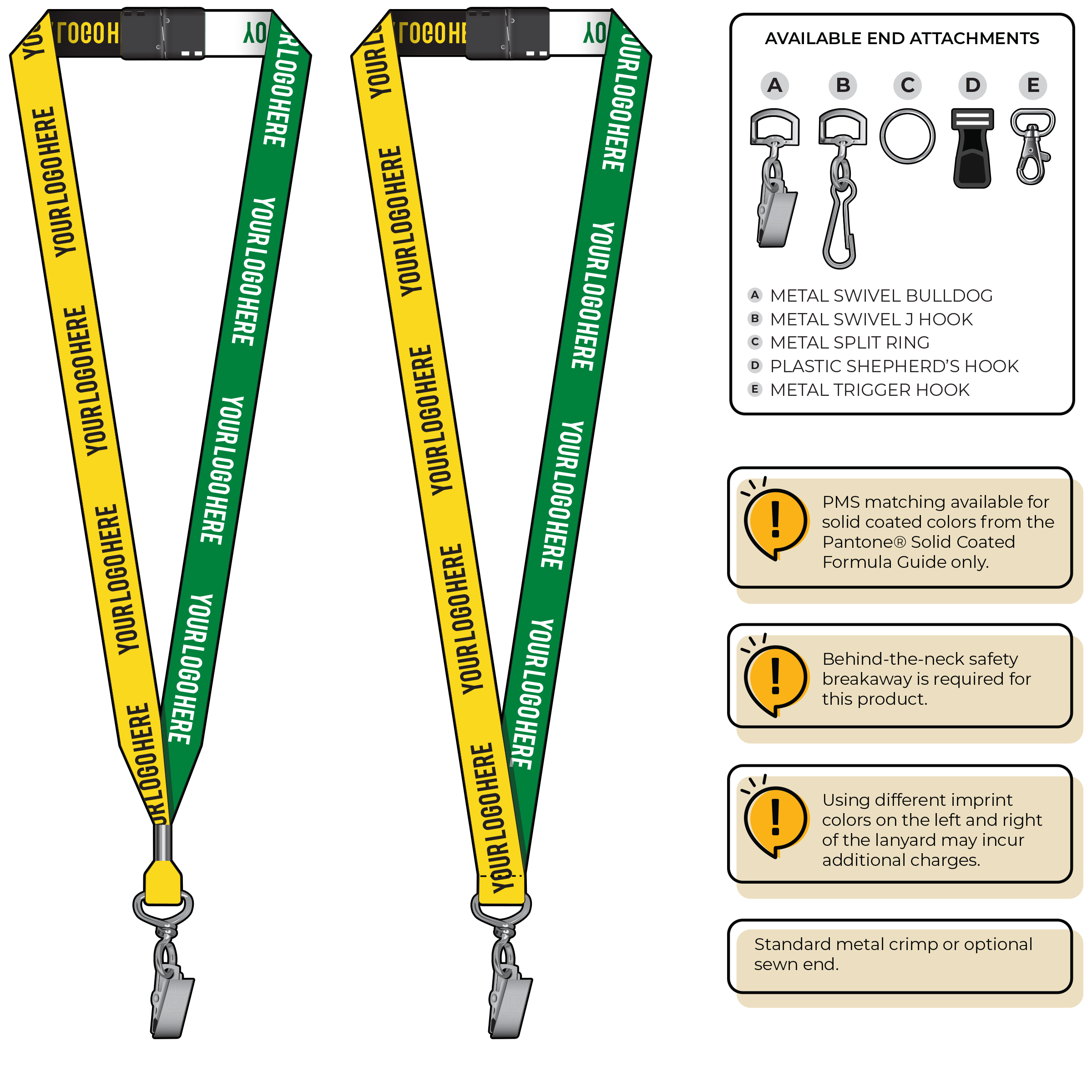 BH0045 | 3/4" Two Tone Woven Lanyards :: STANDARD END ATTACHMENTS