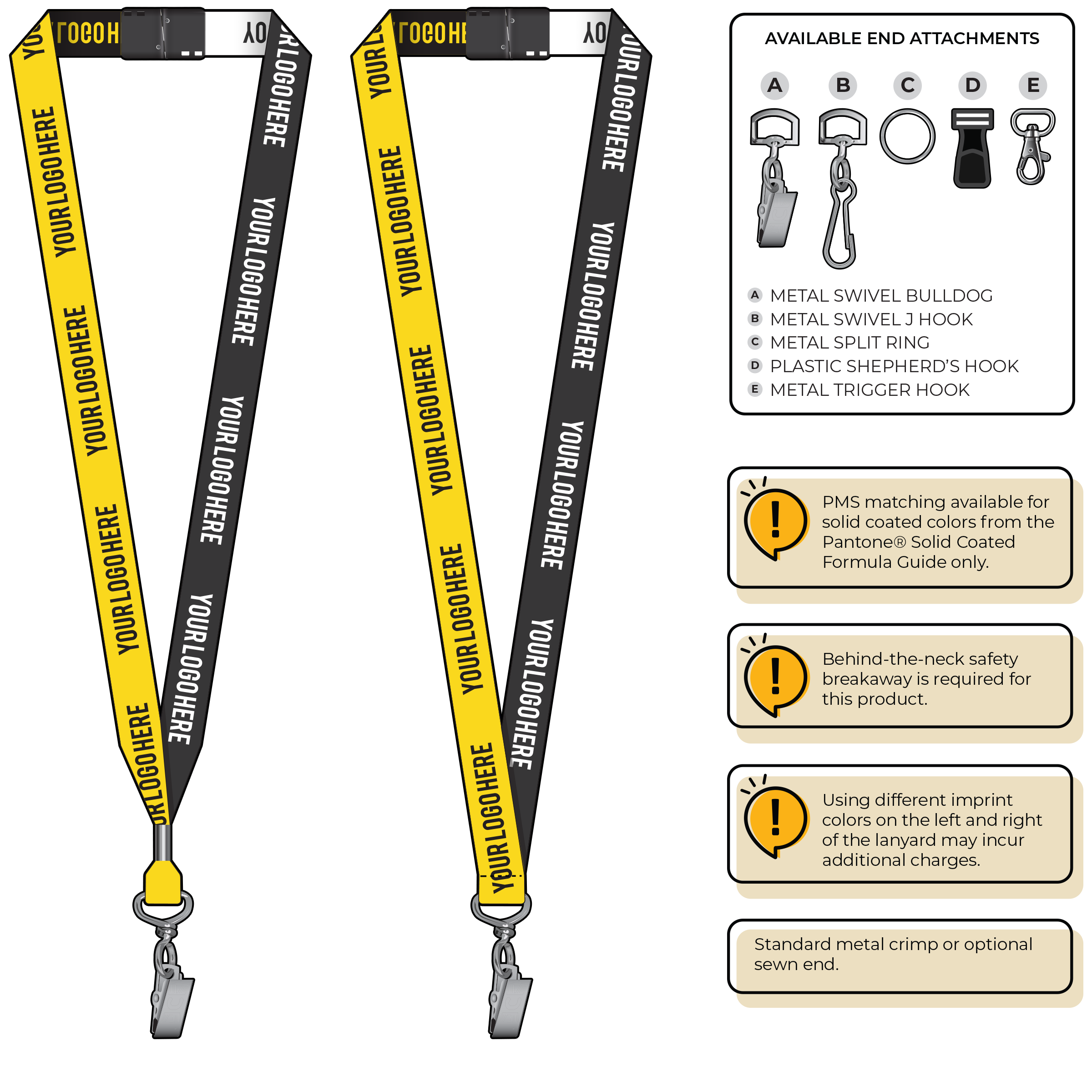 BH0045 | 3/4" Two Tone Woven Lanyards :: STANDARD END ATTACHMENTS