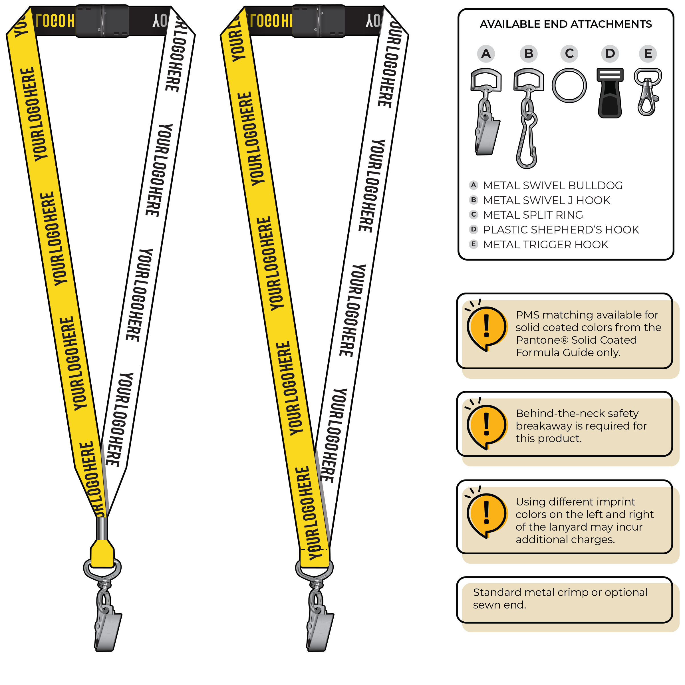 BH0045 | 3/4" Two Tone Woven Lanyards :: STANDARD END ATTACHMENTS