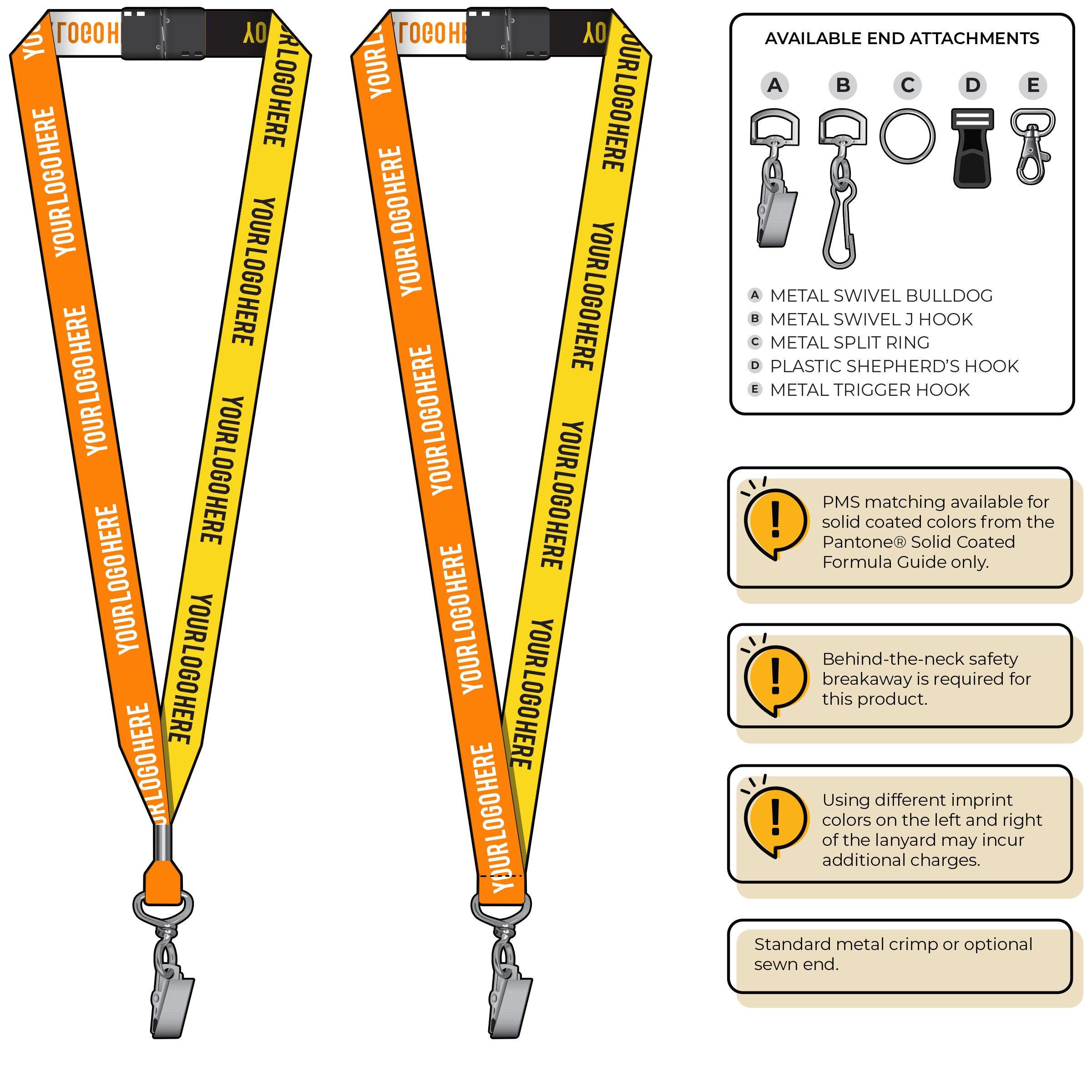 BH0045 | 3/4" Two Tone Woven Lanyards :: STANDARD END ATTACHMENTS