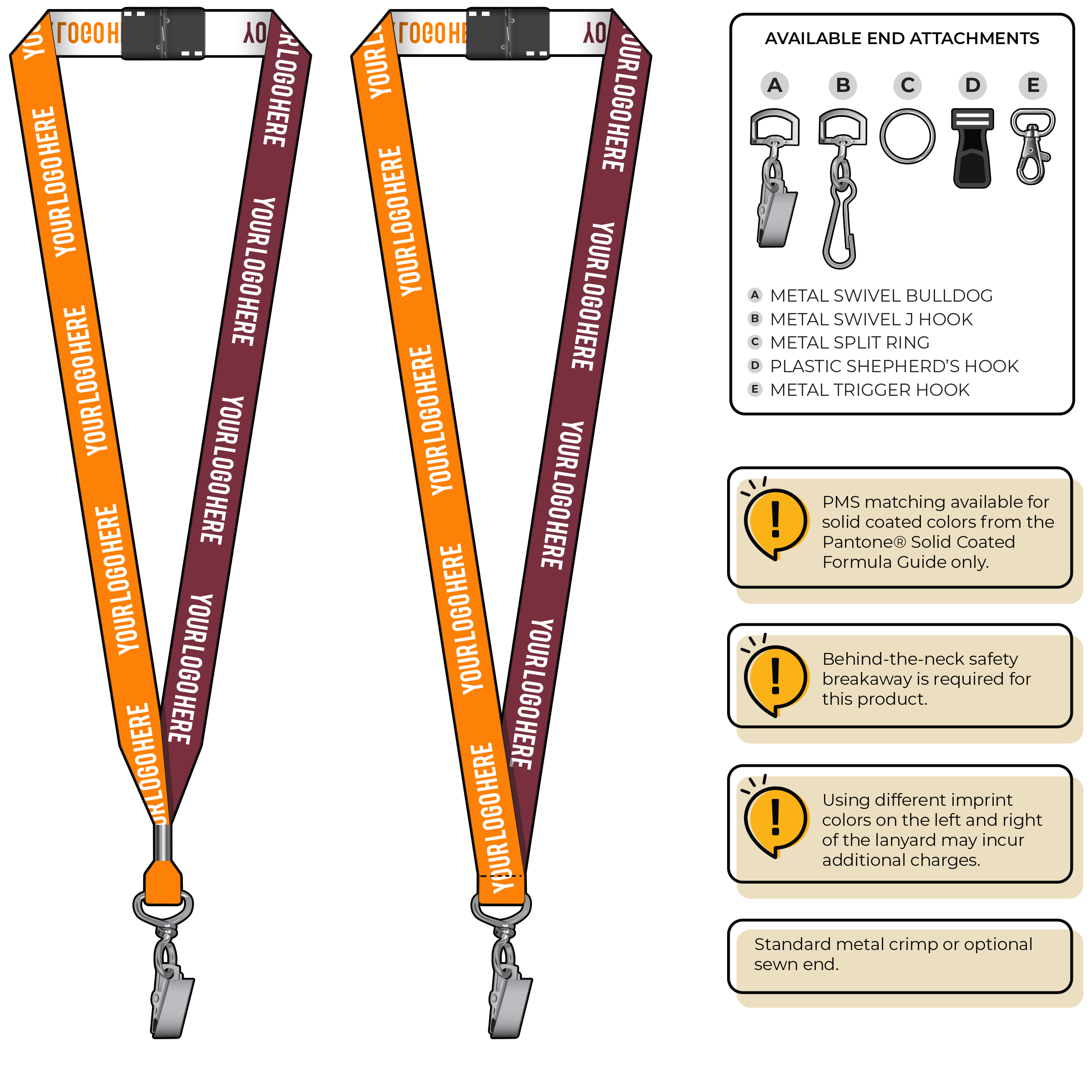 BH0045 | 3/4" Two Tone Woven Lanyards :: STANDARD END ATTACHMENTS