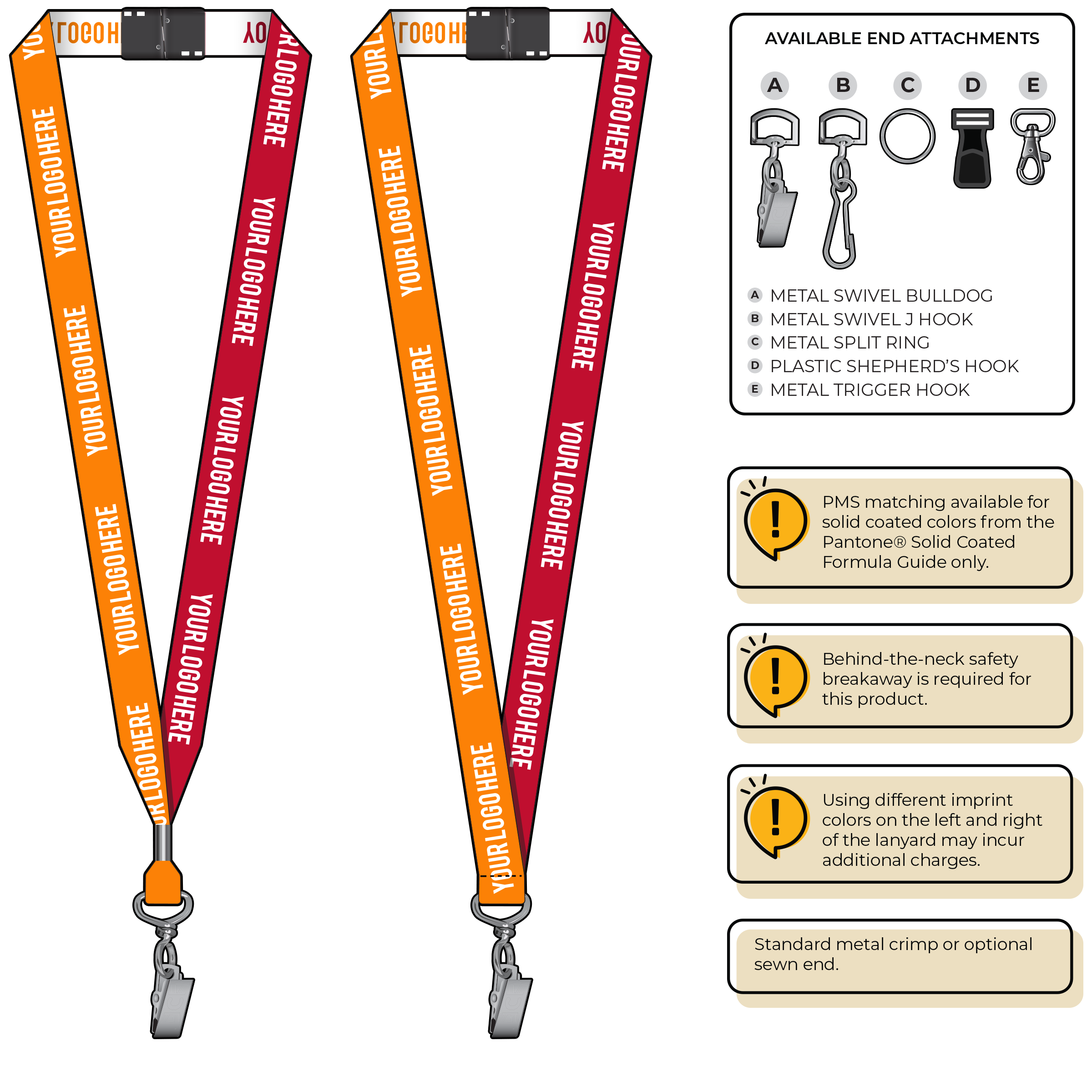 BH0045 | 3/4" Two Tone Woven Lanyards :: STANDARD END ATTACHMENTS