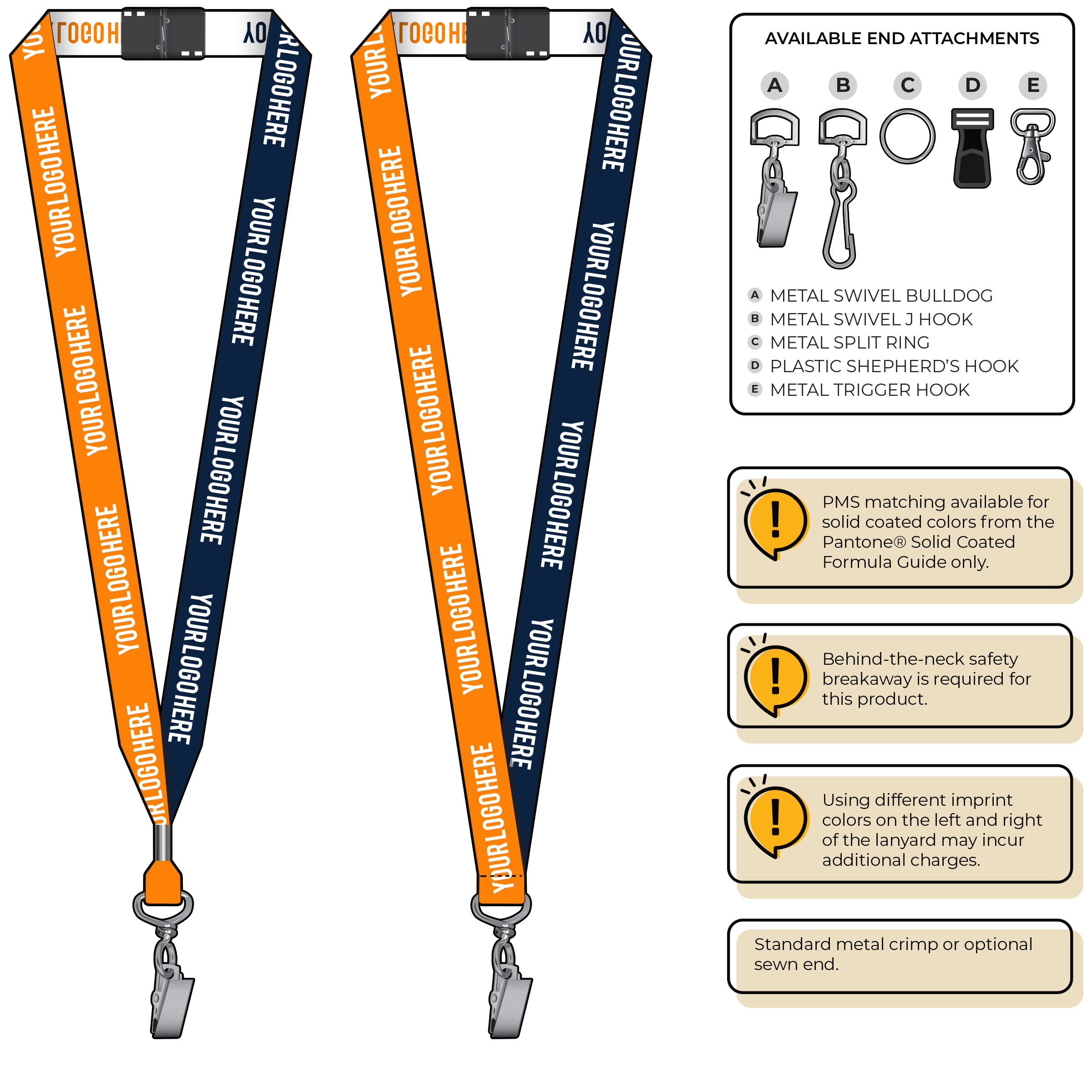 BH0045 | 3/4" Two Tone Woven Lanyards :: STANDARD END ATTACHMENTS