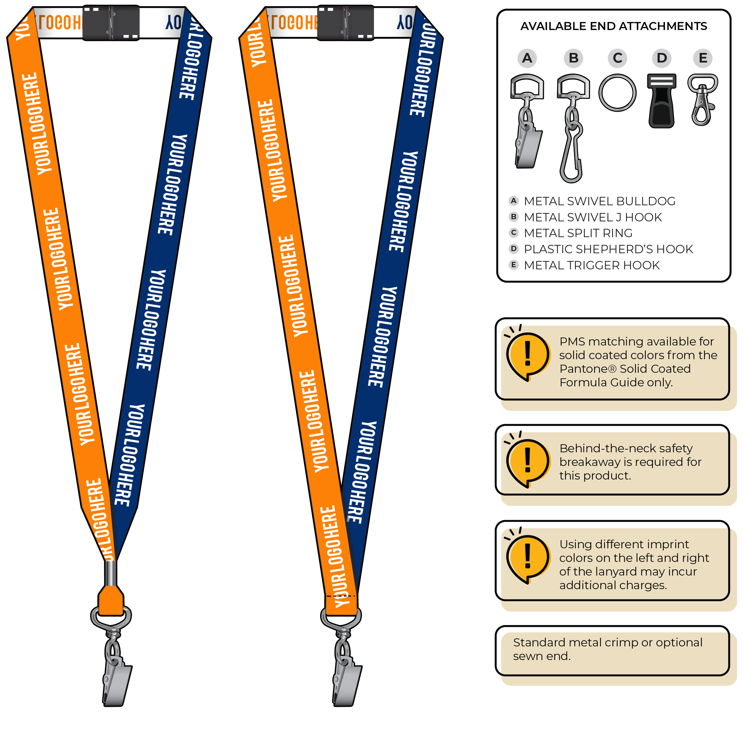 BH0045 | 3/4" Two Tone Woven Lanyards :: STANDARD END ATTACHMENTS