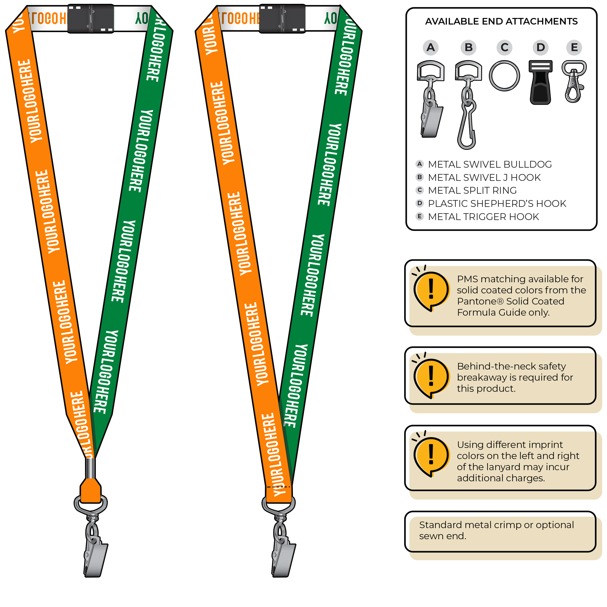 BH0045 | 3/4" Two Tone Woven Lanyards :: STANDARD END ATTACHMENTS