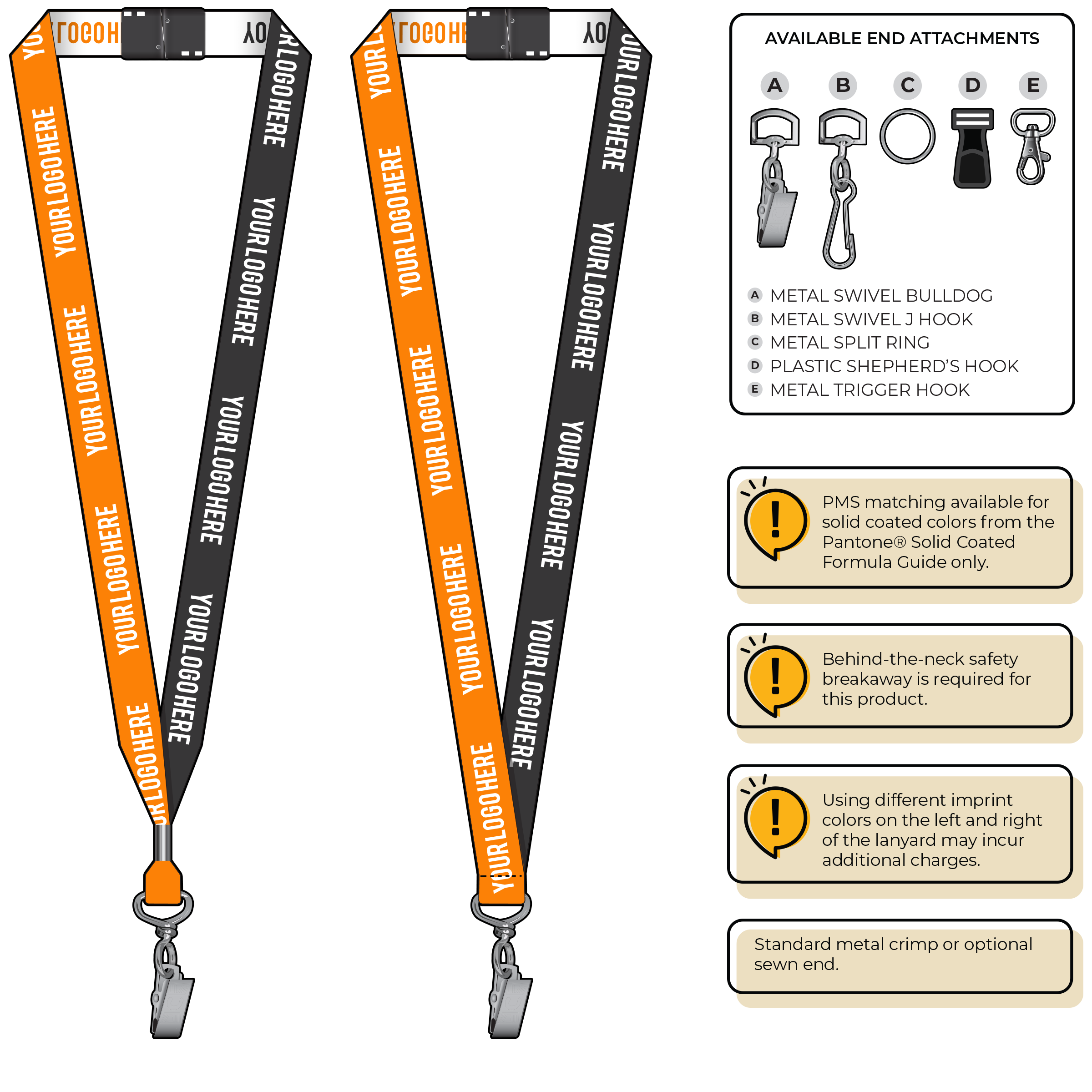 BH0045 | 3/4" Two Tone Woven Lanyards :: STANDARD END ATTACHMENTS