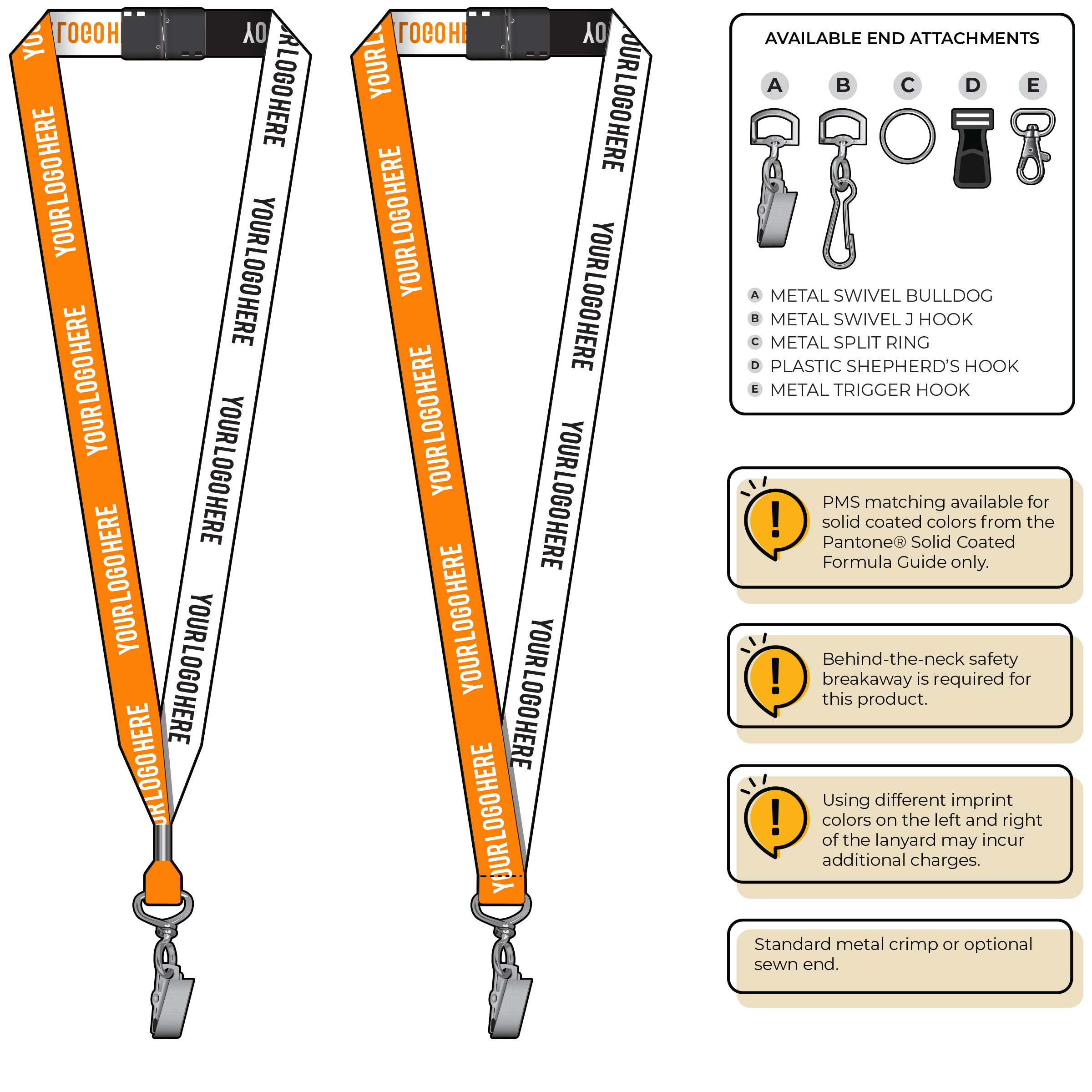 BH0045 | 3/4" Two Tone Woven Lanyards :: STANDARD END ATTACHMENTS