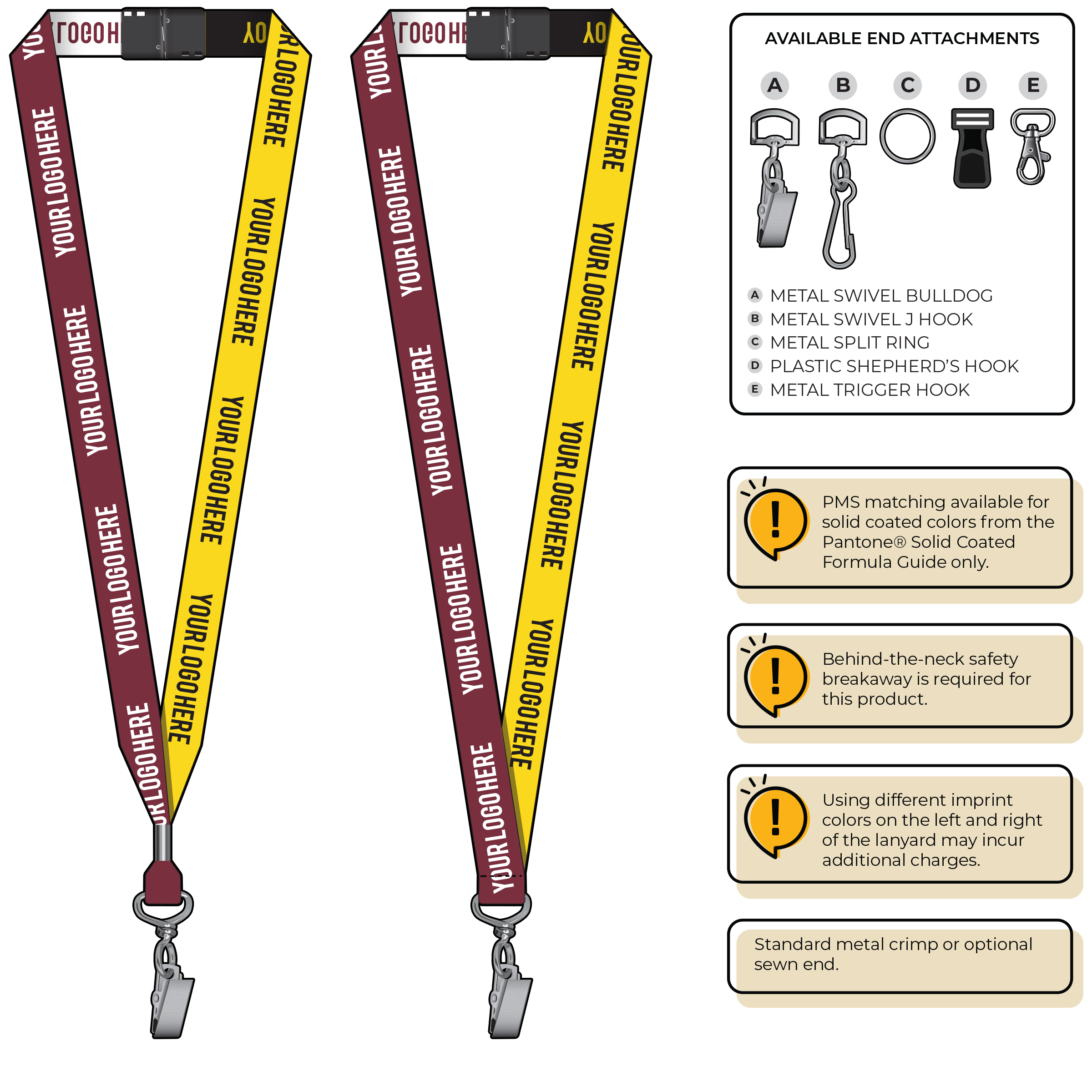 BH0045 | 3/4" Two Tone Woven Lanyards :: STANDARD END ATTACHMENTS