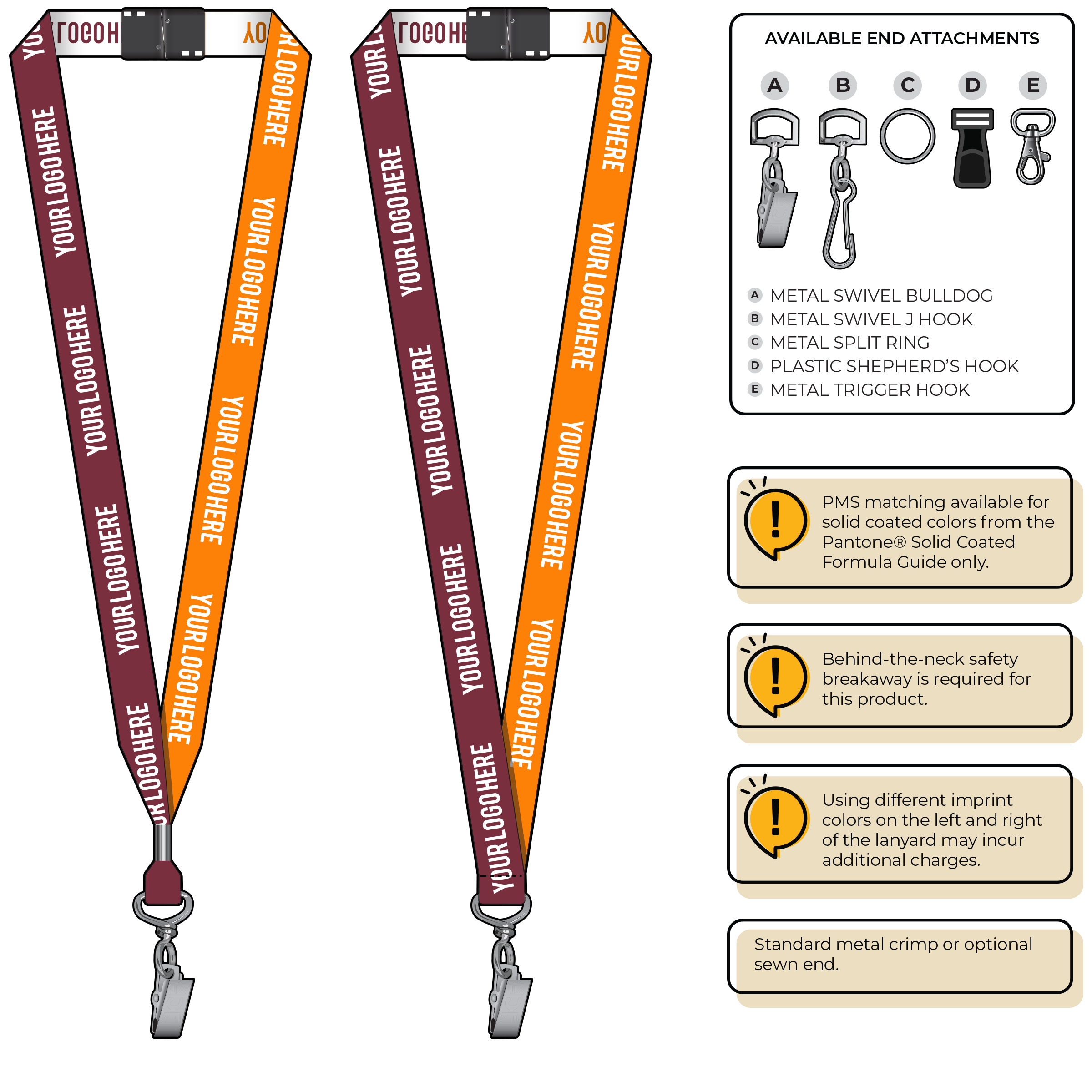 BH0045 | 3/4" Two Tone Woven Lanyards :: STANDARD END ATTACHMENTS