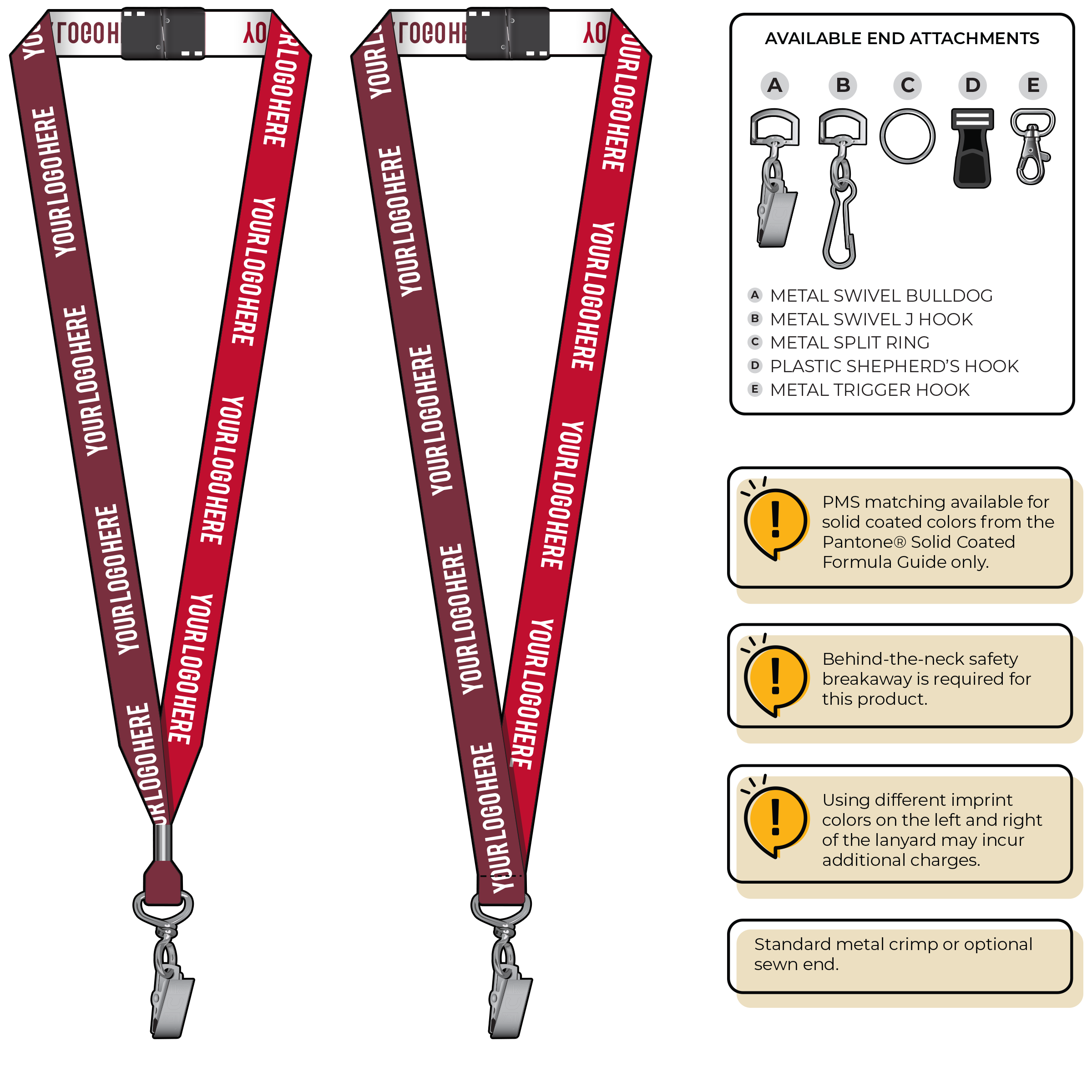 BH0045 | 3/4" Two Tone Woven Lanyards :: STANDARD END ATTACHMENTS