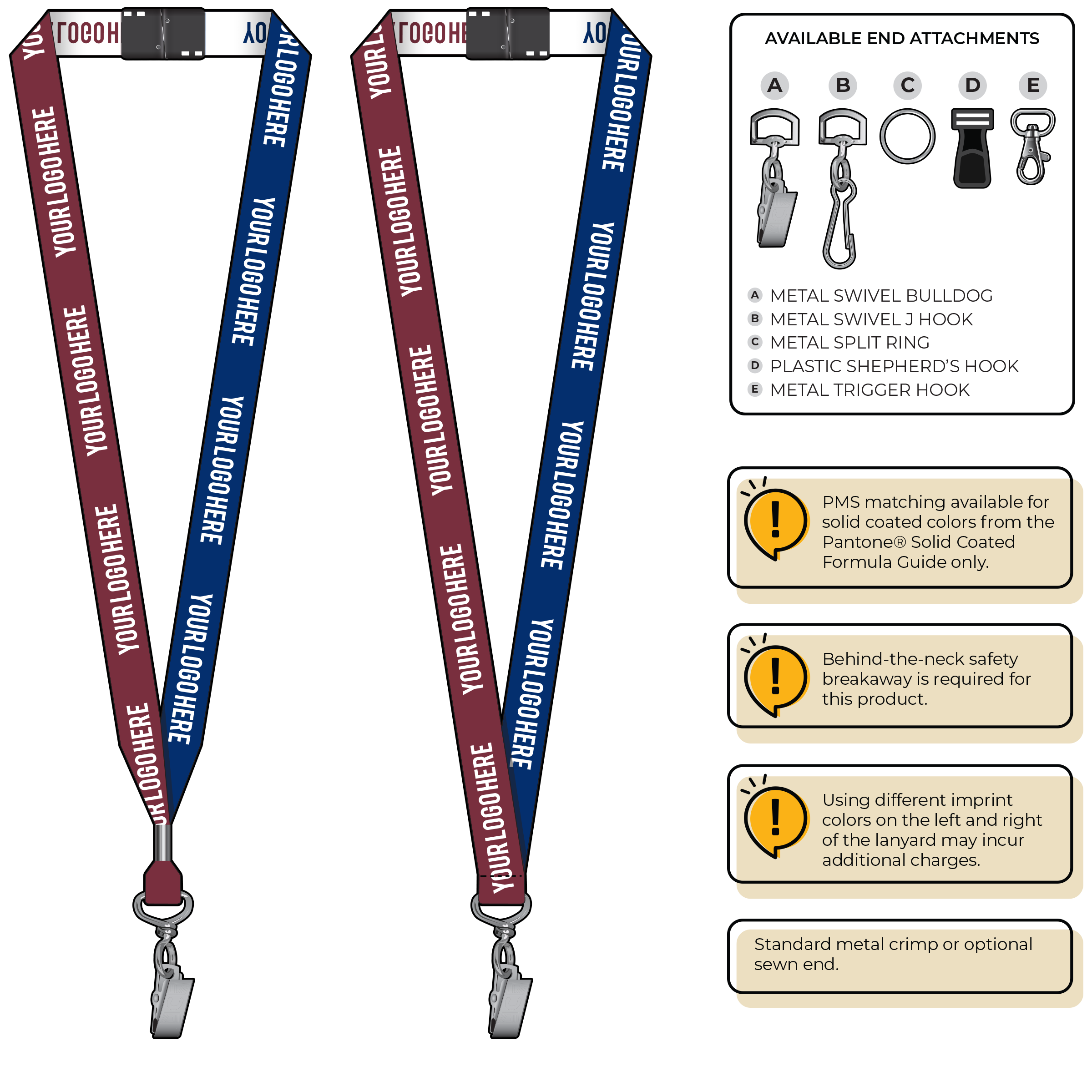 BH0045 | 3/4" Two Tone Woven Lanyards :: STANDARD END ATTACHMENTS