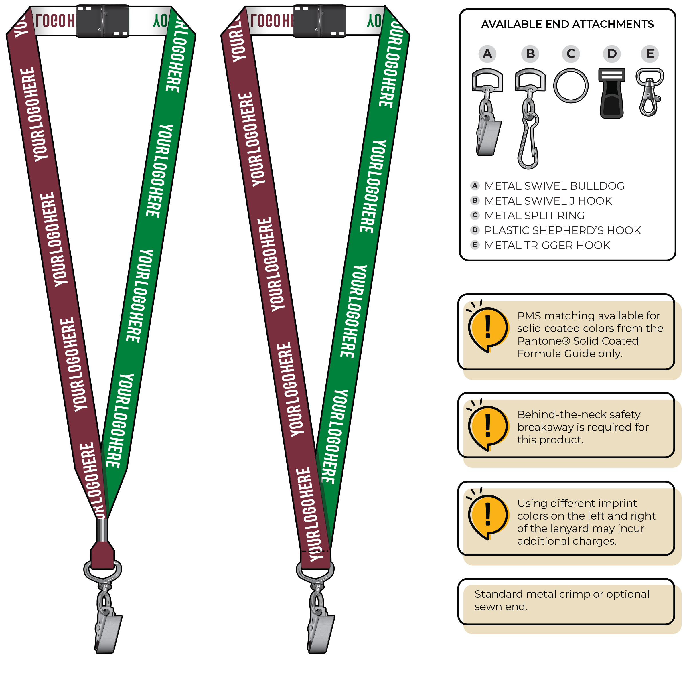 BH0045 | 3/4" Two Tone Woven Lanyards :: STANDARD END ATTACHMENTS