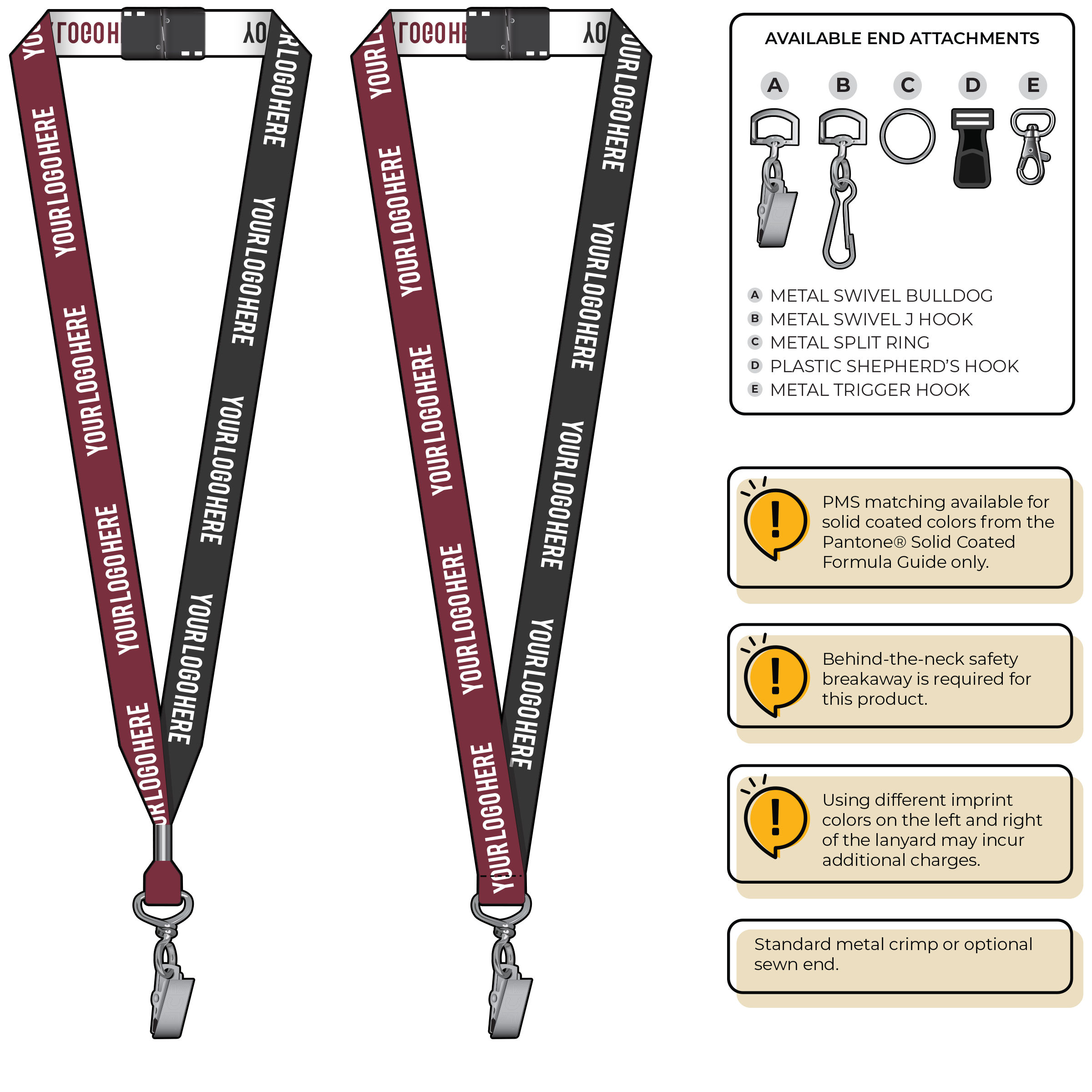 BH0045 | 3/4" Two Tone Woven Lanyards :: STANDARD END ATTACHMENTS