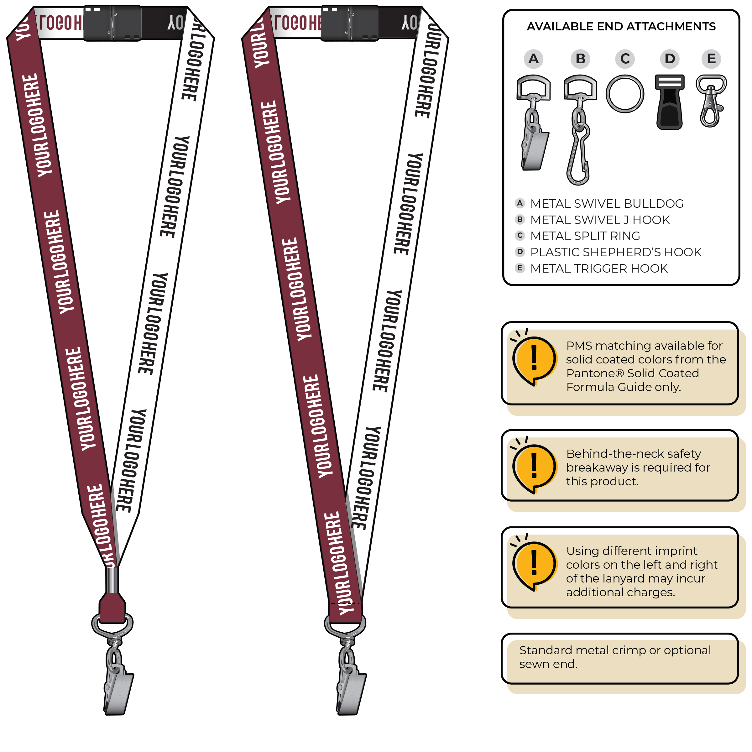 BH0045 | 3/4" Two Tone Woven Lanyards :: STANDARD END ATTACHMENTS