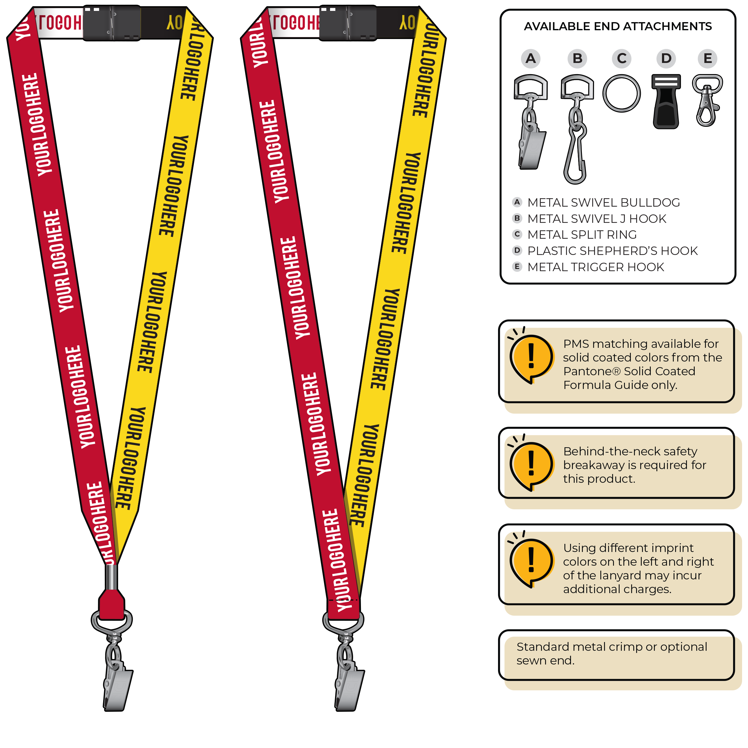 BH0045 | 3/4" Two Tone Woven Lanyards :: STANDARD END ATTACHMENTS