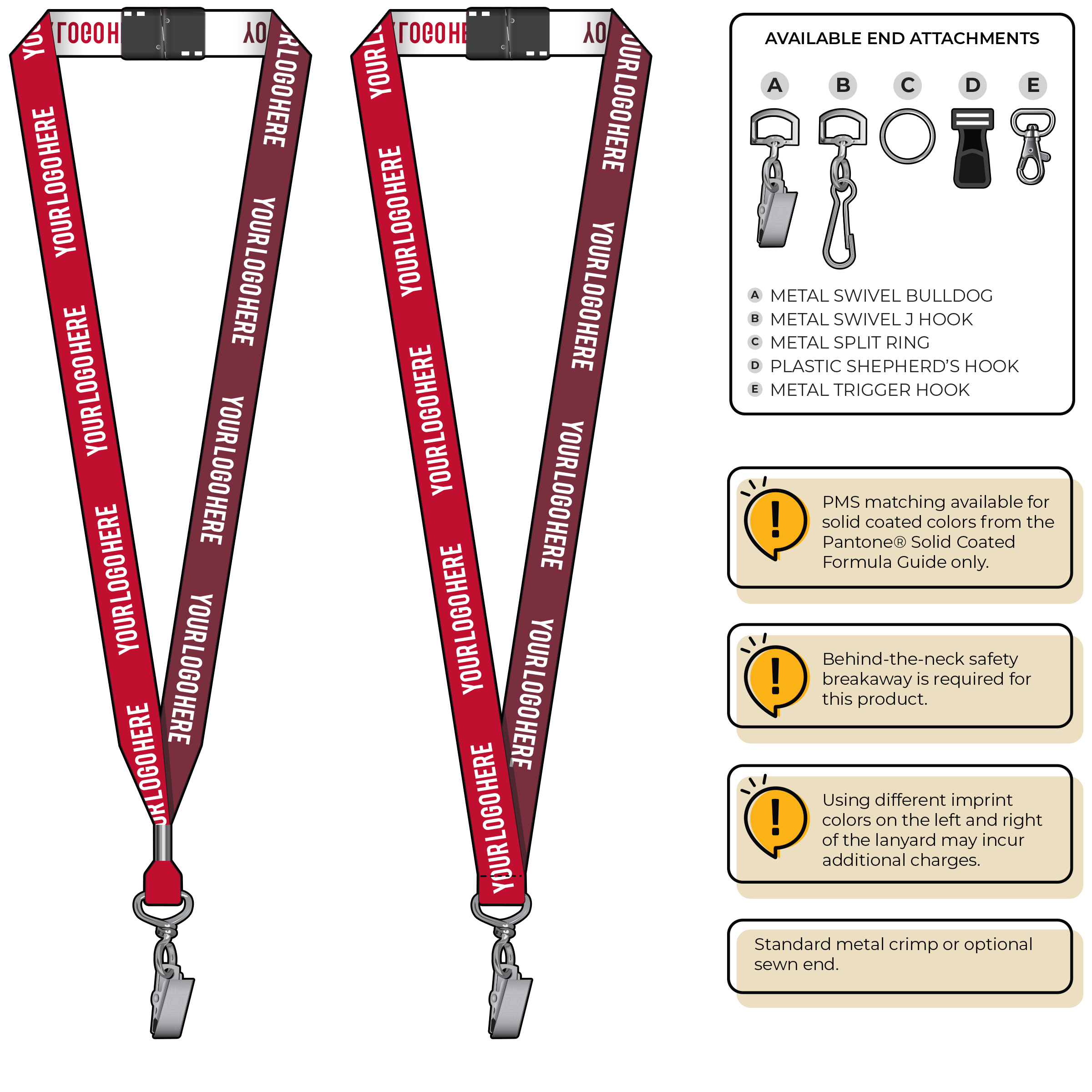 BH0045 | 3/4" Two Tone Woven Lanyards :: STANDARD END ATTACHMENTS