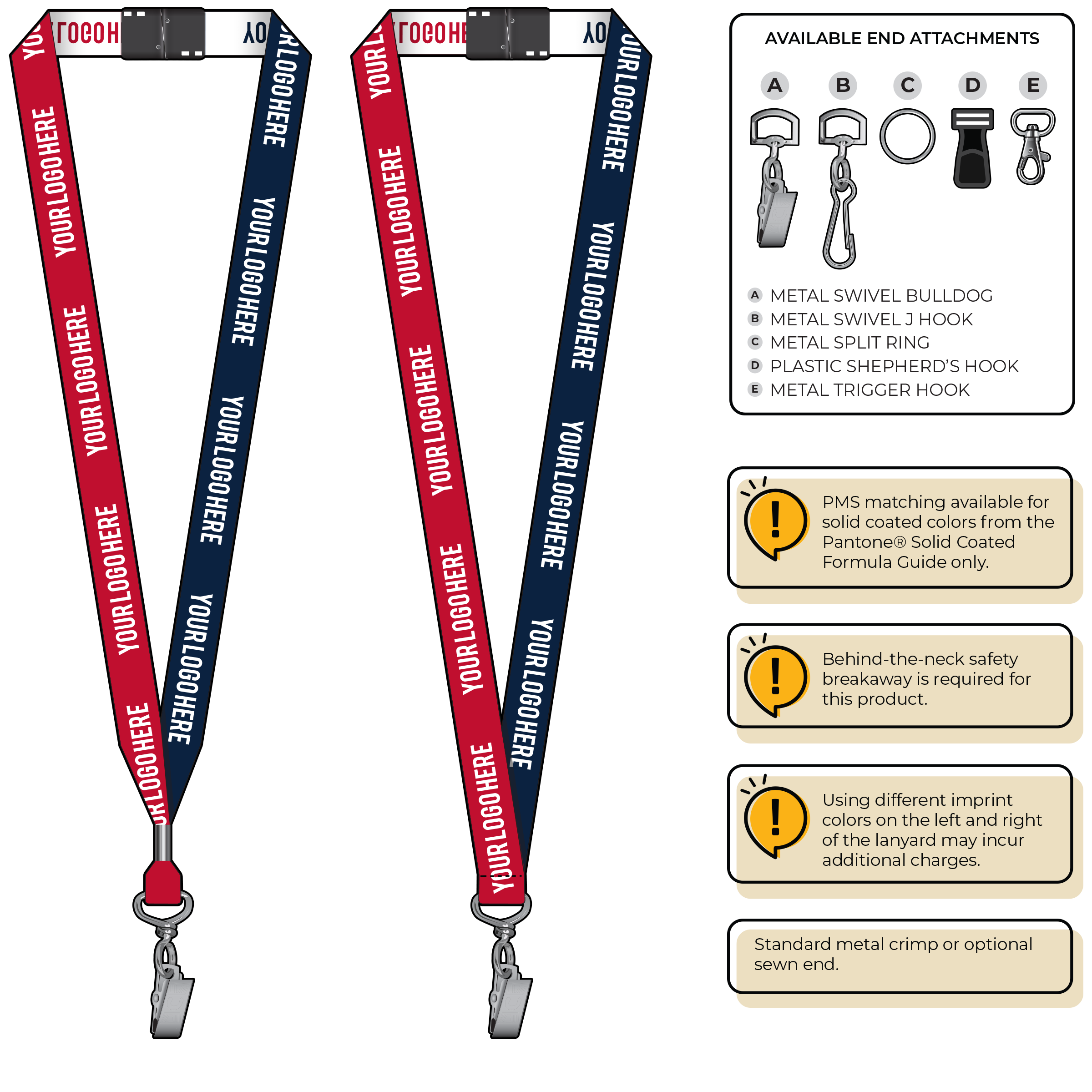 BH0045 | 3/4" Two Tone Woven Lanyards :: STANDARD END ATTACHMENTS